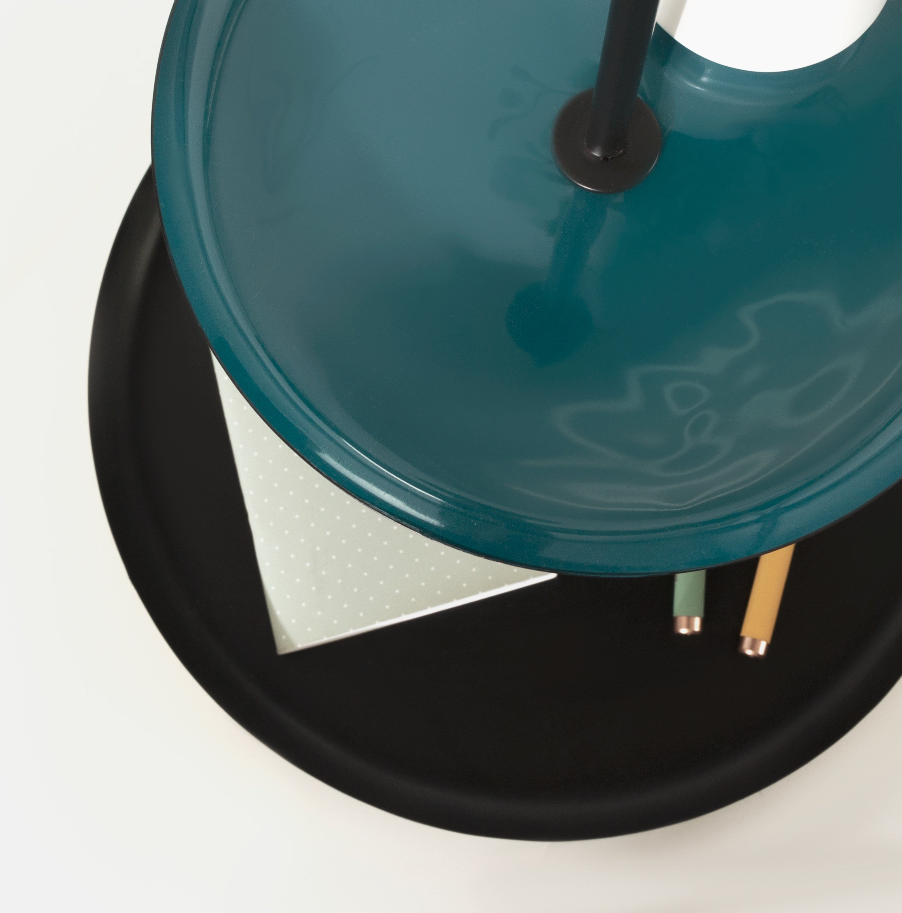 Tiered Tray Teal Black 12x12x15 8