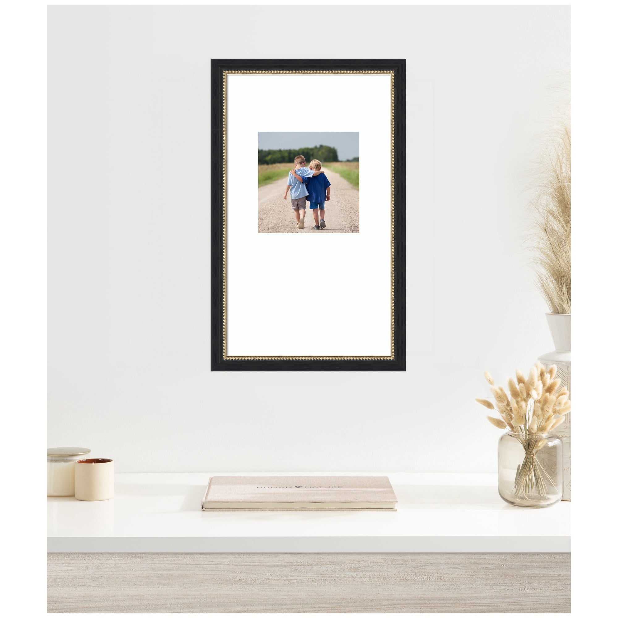 Wall Frame Belmont Black 13x22 matted to 8x8 5