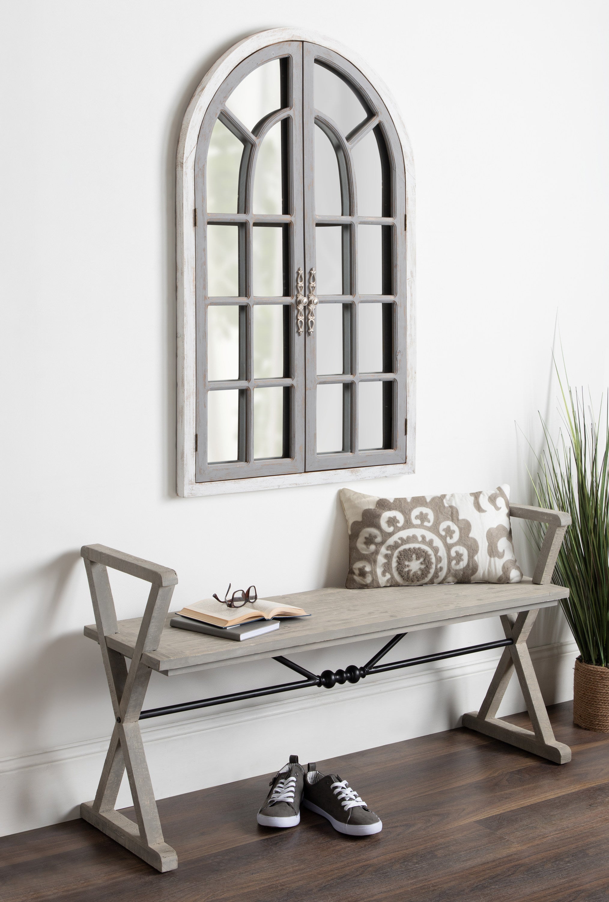 Boldmere Wood Windowpane Arch Mirror