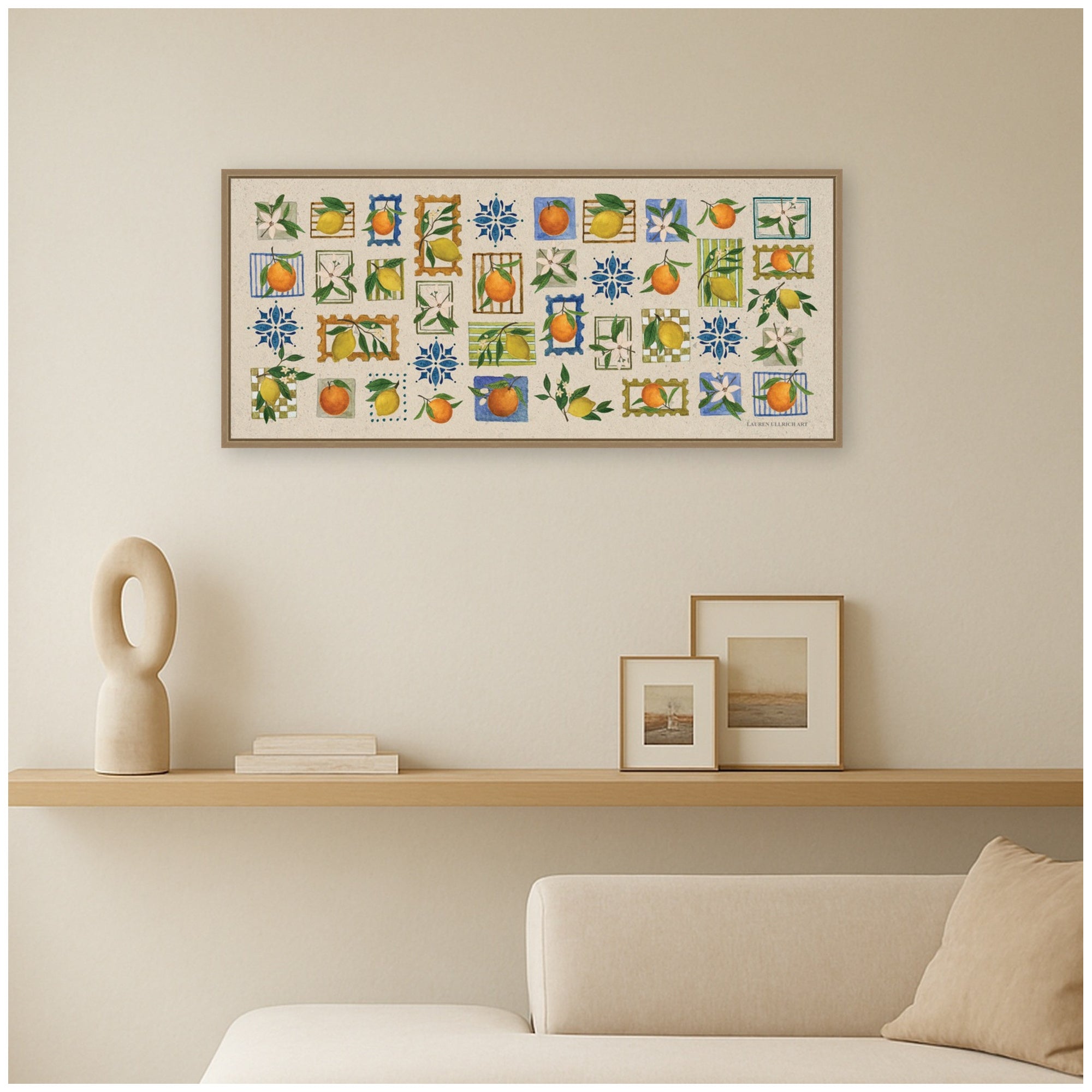 Framed Canvas Sylvie Dark Gold 40x18 5