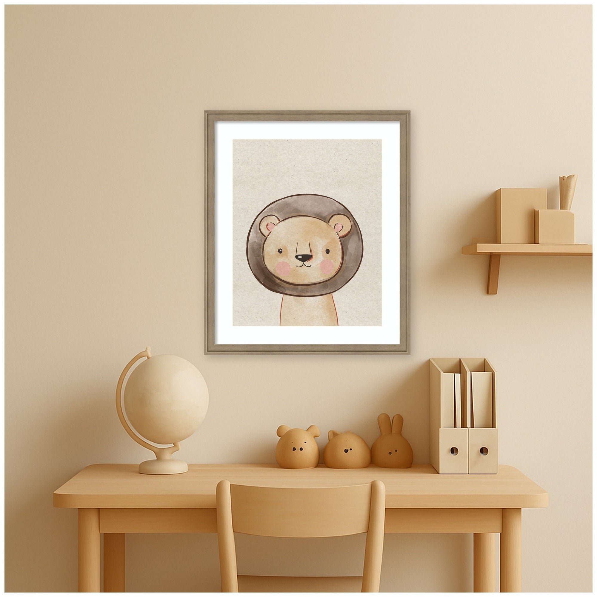 Baby Animal Lion Natural by The Creative Bunch Studio Framed Wall Art Print