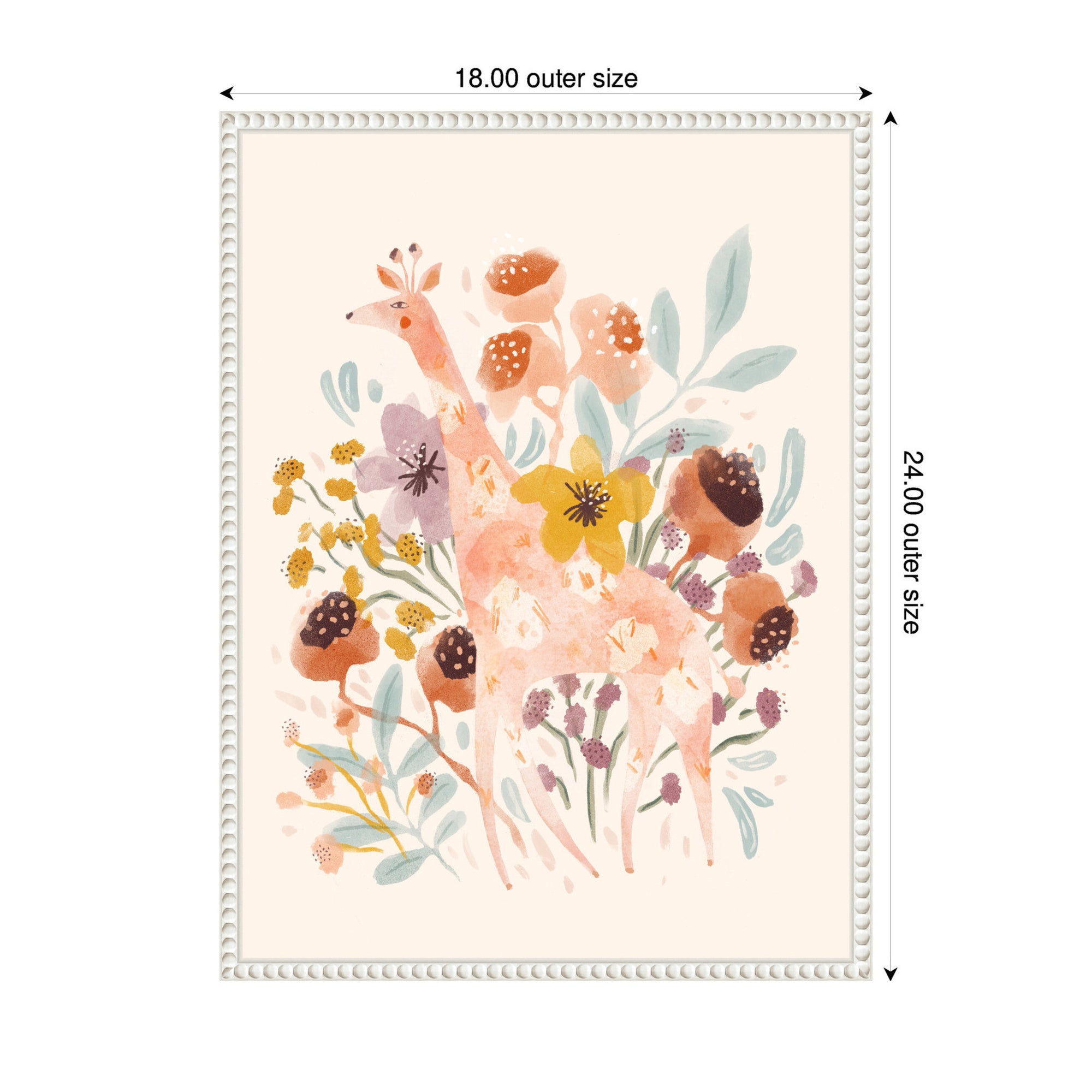 Giraffe and Botanicals by Jill Labieniec Framed Canvas Wall Art Print