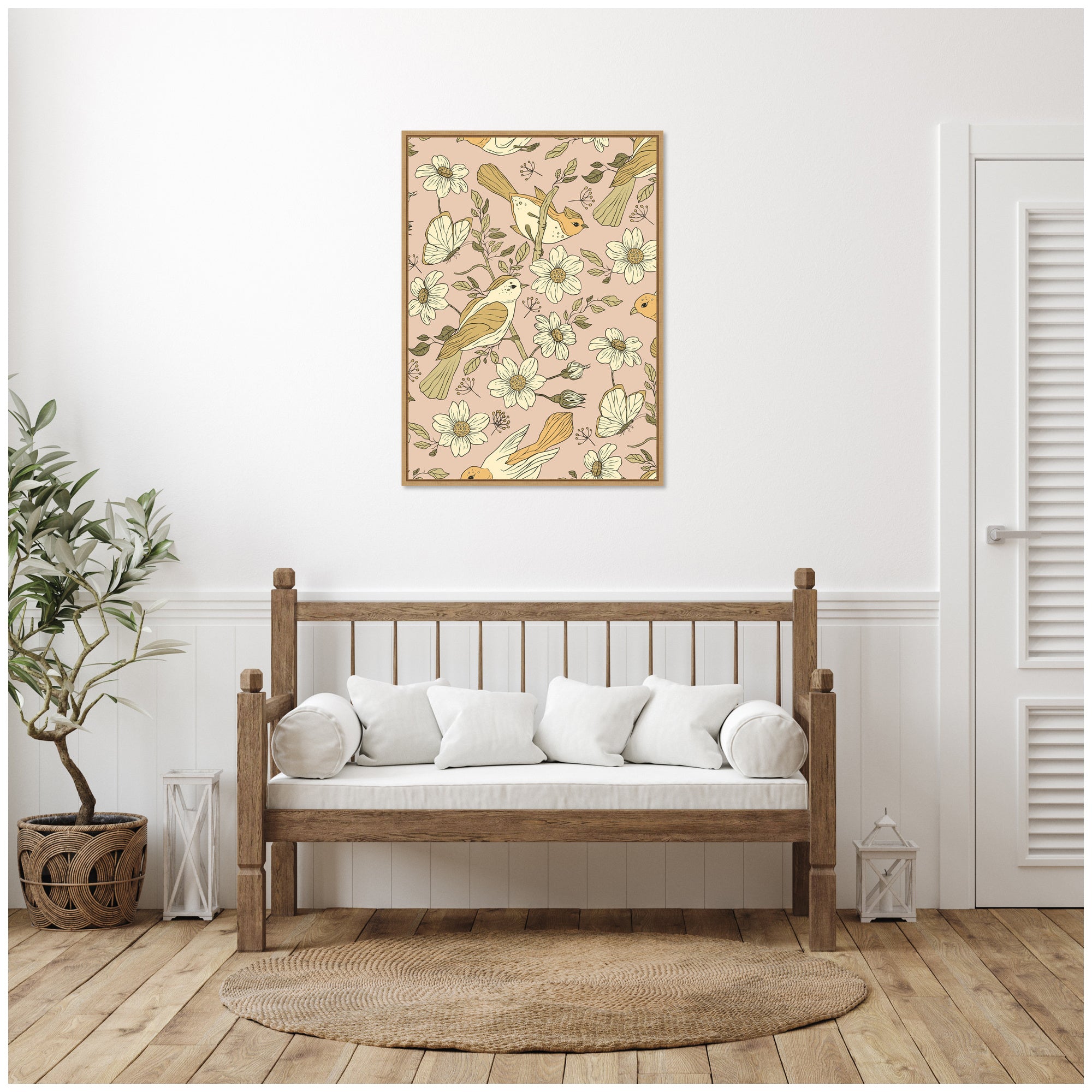 Sparrows by Laura Moss Framed Canvas Wall Art Print