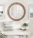 Round Mirror Rustic Brown White 28" Diameter 7