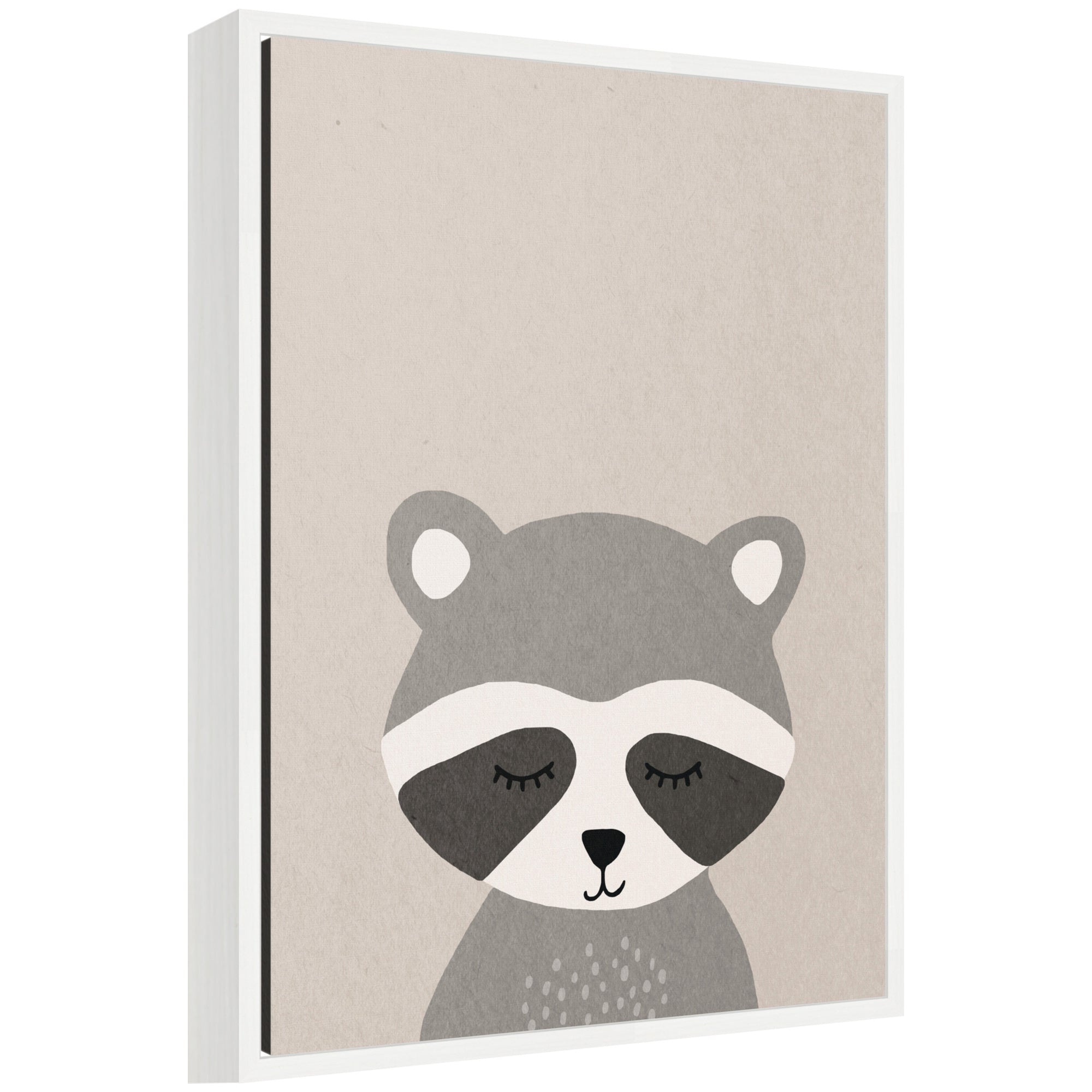 Raccoon by July Art Prints Framed Canvas Wall Art Print