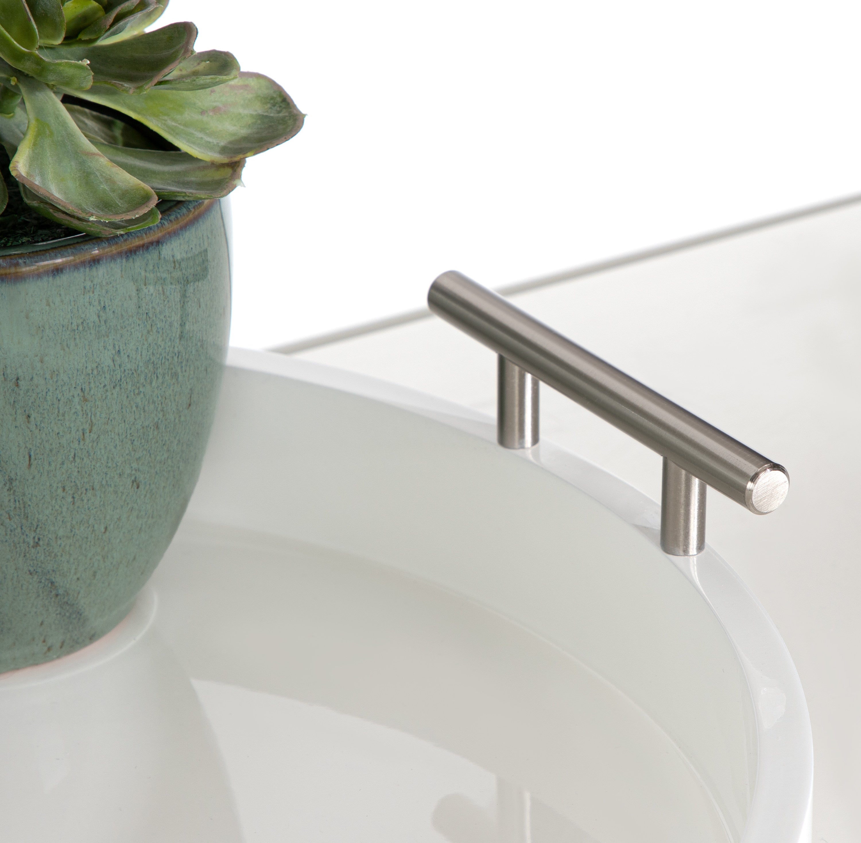 Single Tray White Silver 15.5" Diameter 7