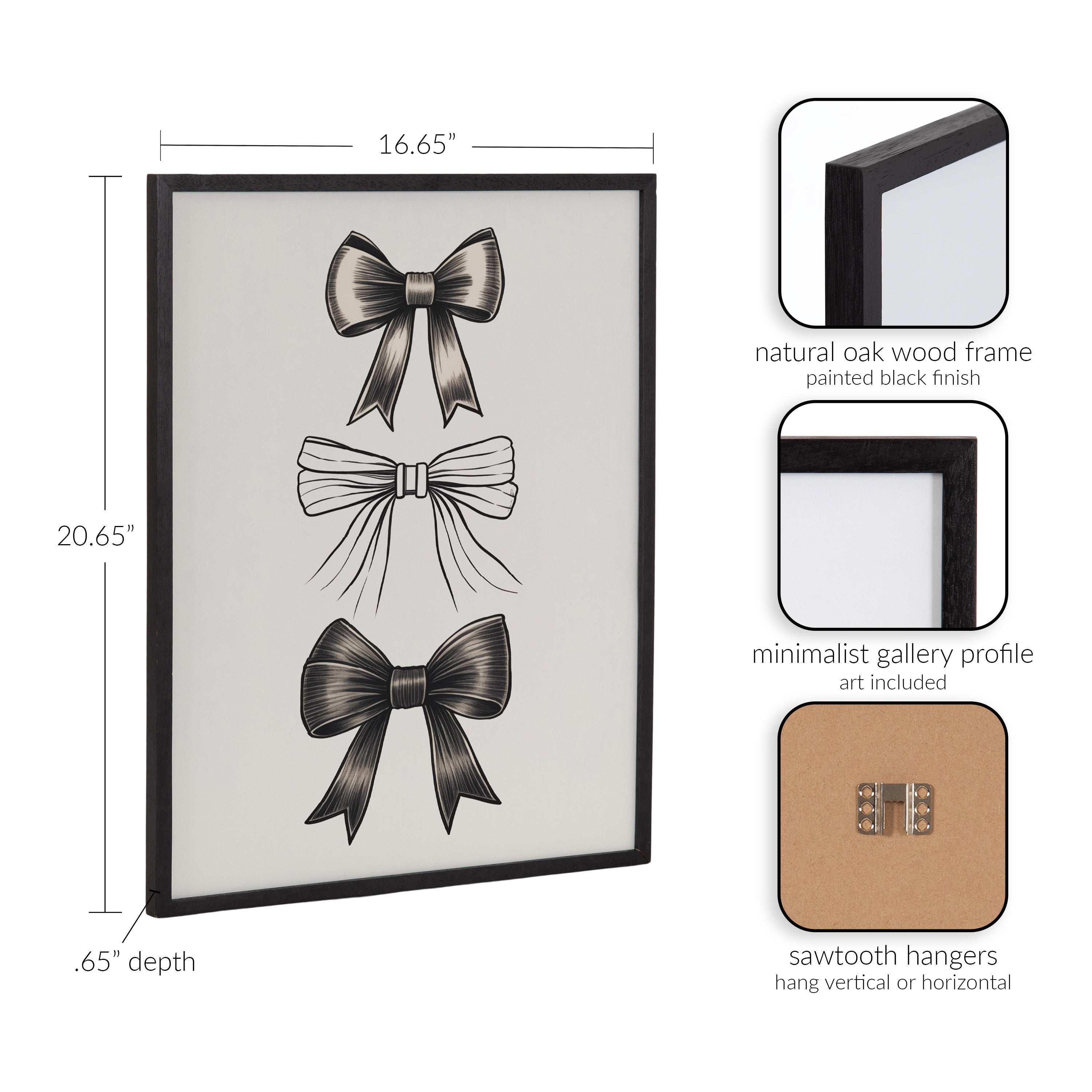 Gallery Coquette Preppy Retro Girly Black Bows Print by The Creative Bunch Studio