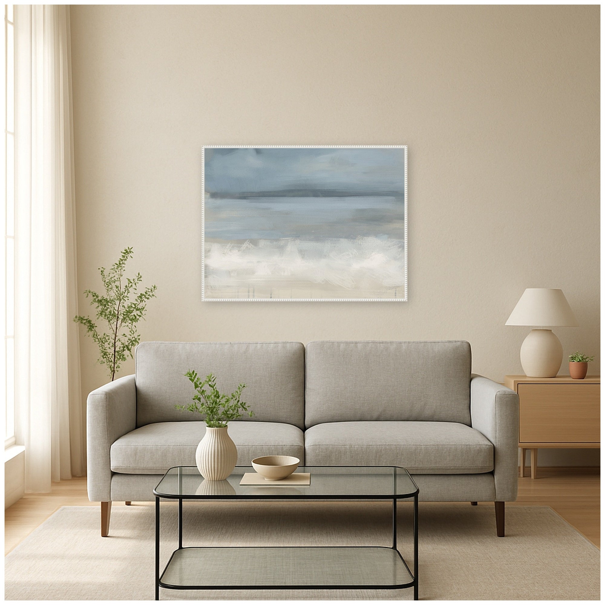 Framed Canvas 42x32 Sylvie Beaded White 7