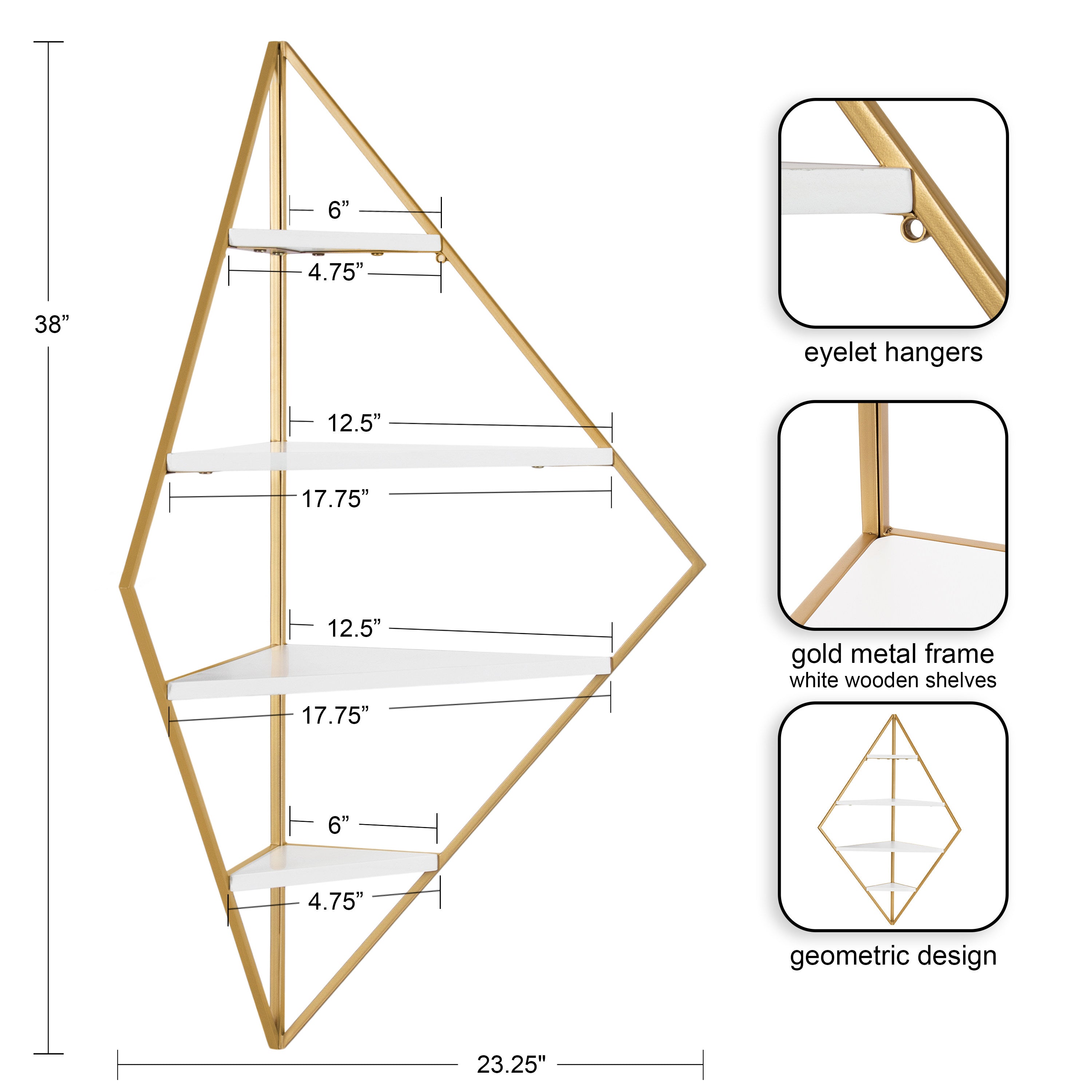 Accent Shelf White Gold 24x17x38 2