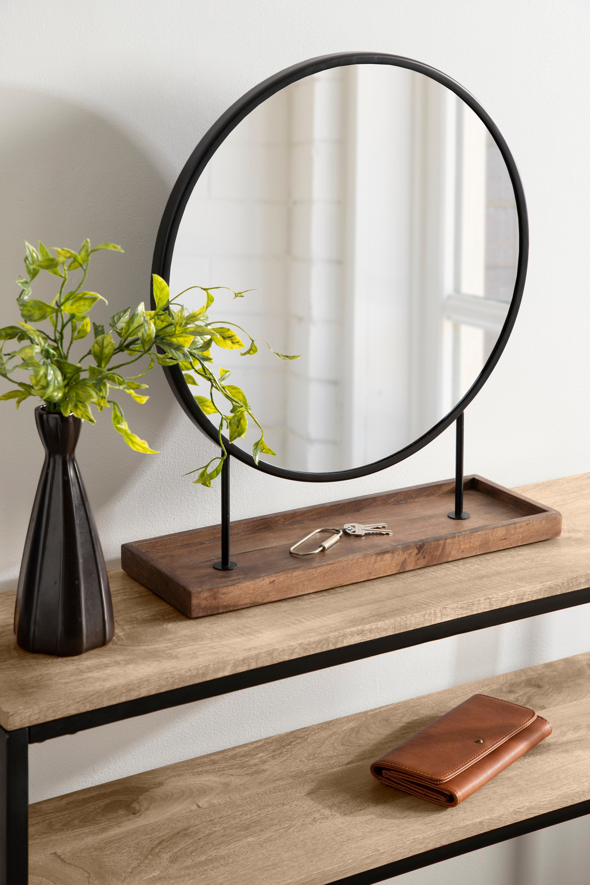 Tabletop Mirror Brown Black 18x22 7