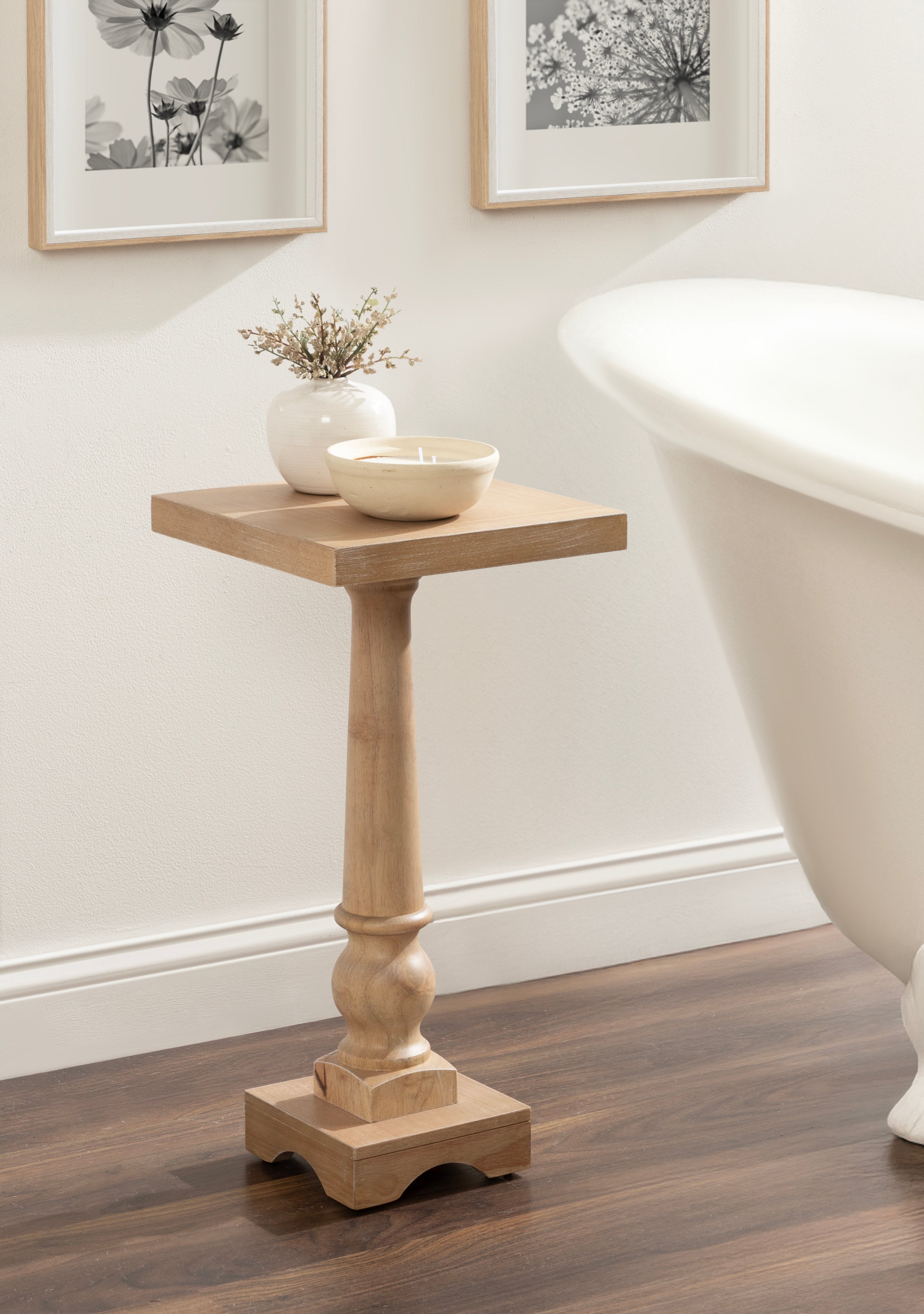 Side Table Natural Beige 12x12x25 8
