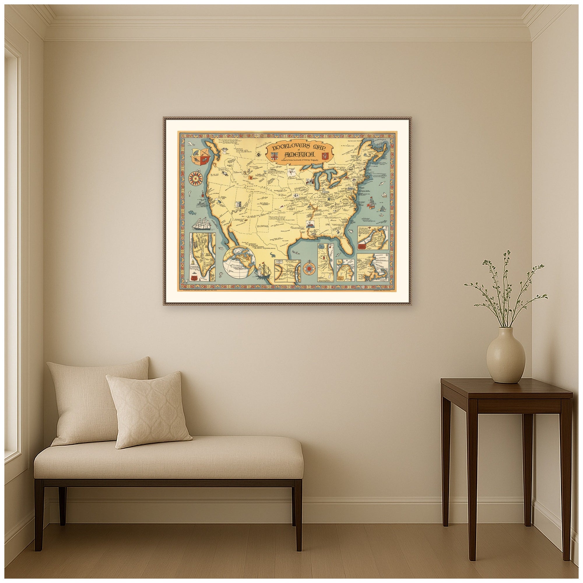Framed Canvas Sylvie Beaded Dark Gold 42x32 5