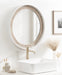Round Mirror Rustic Brown White 26x26 6