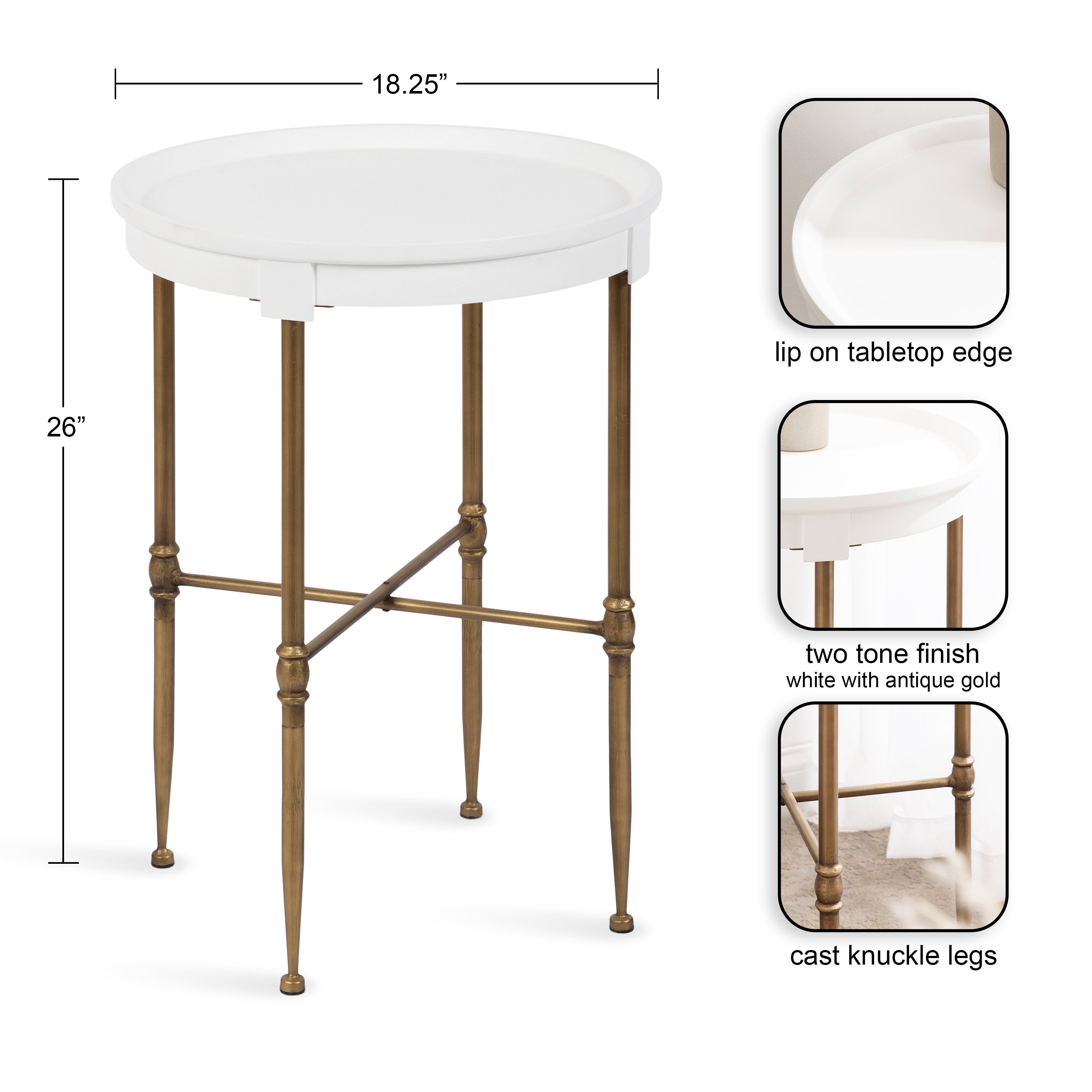 Side Table White 19x19x26 2