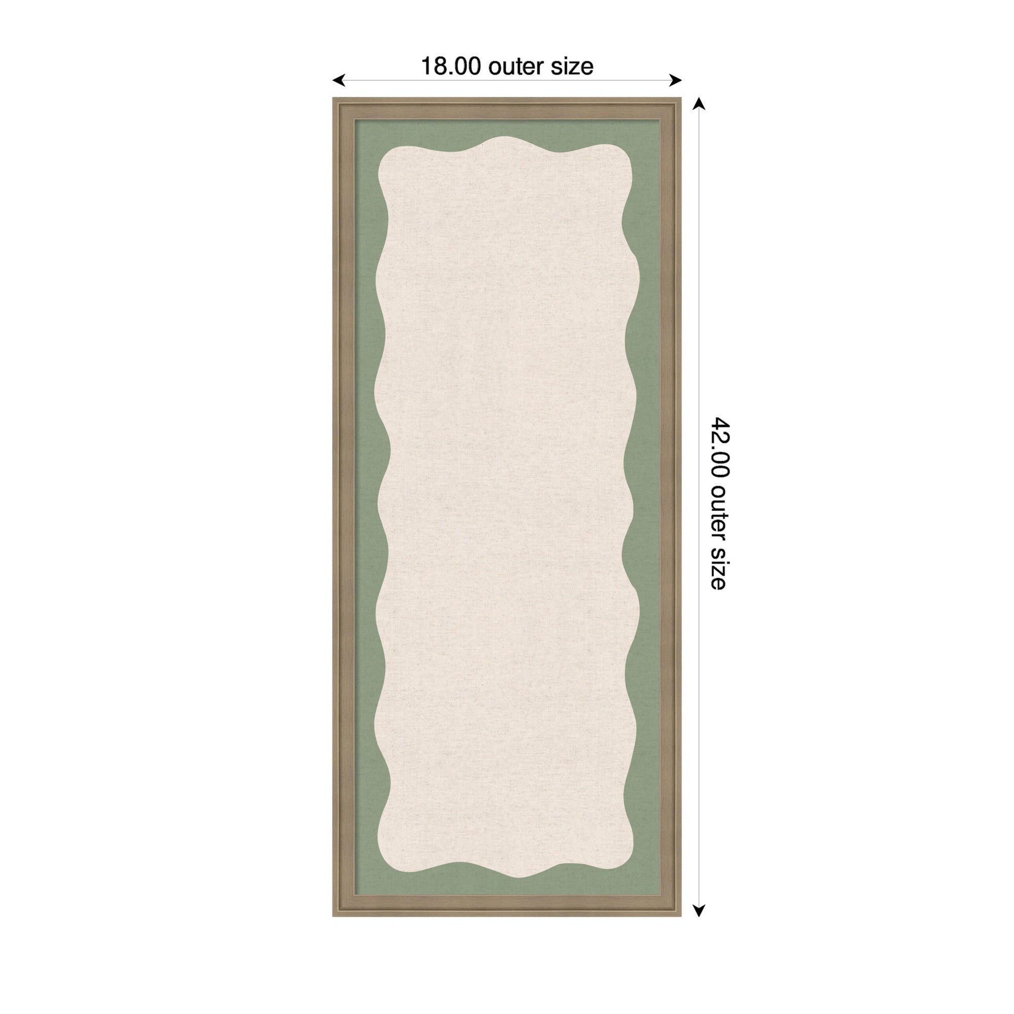 Framed Fabric Pinboard Wavy Neutral Linen and Green Wall Organization
