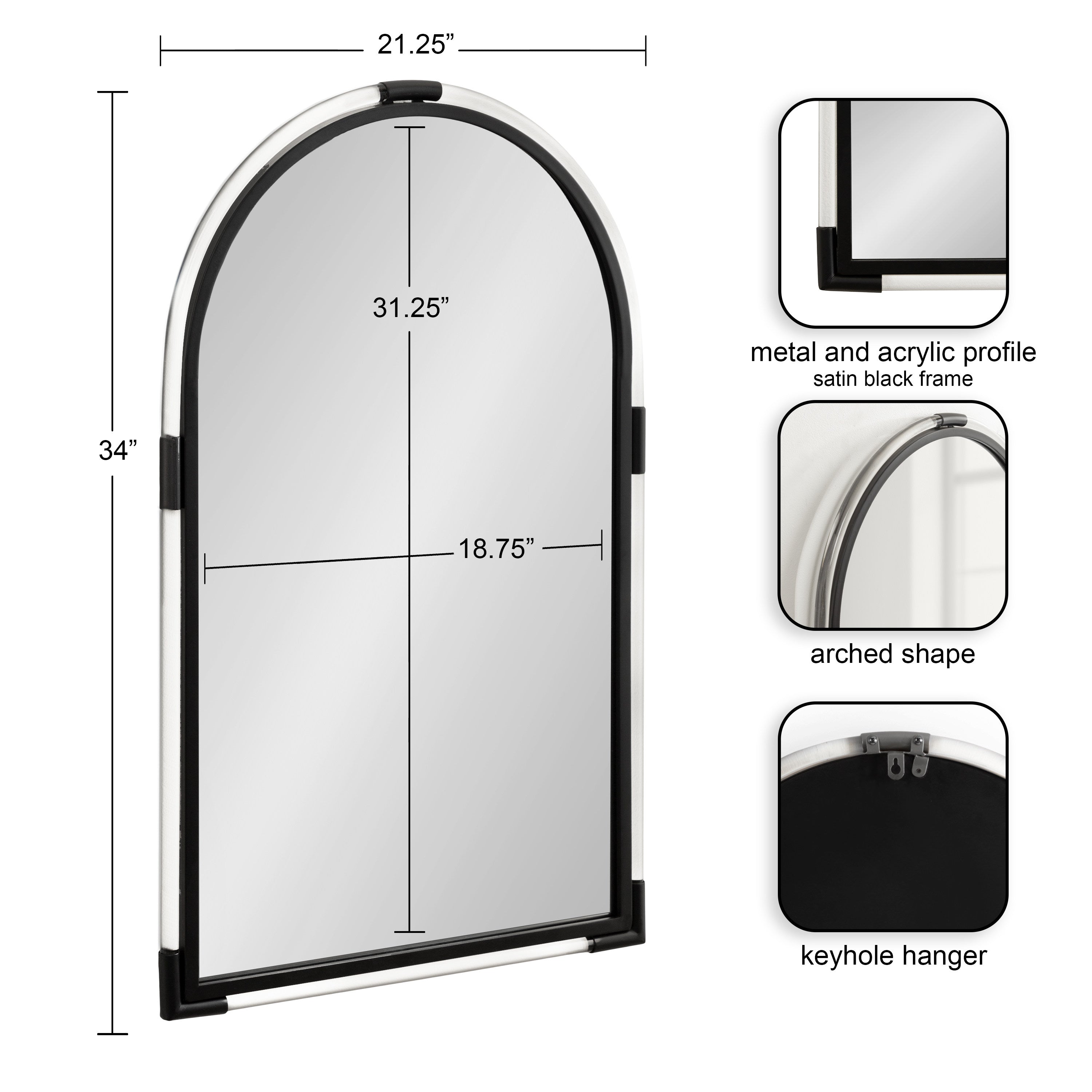 Arch Mirror Black 22x34 2