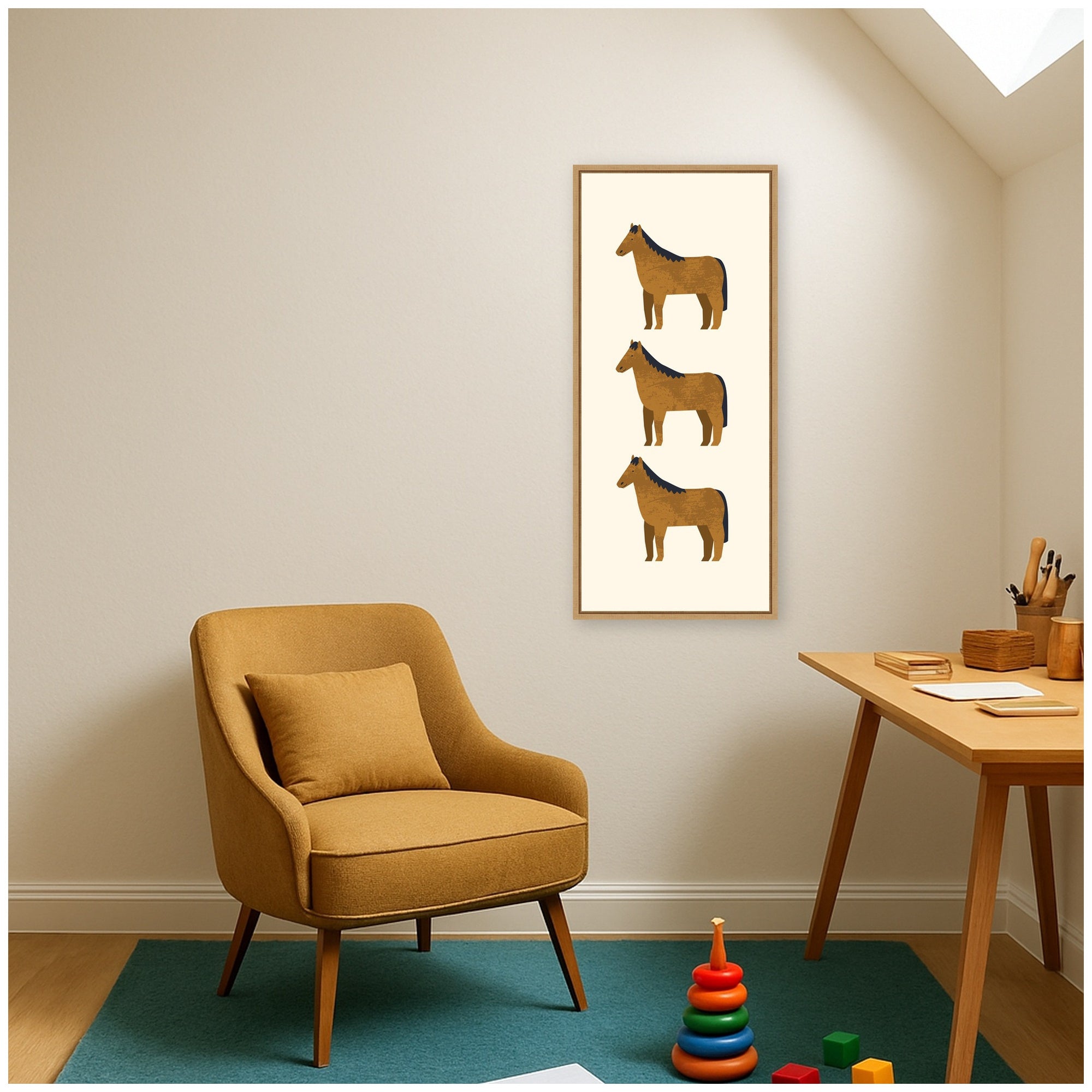 Horses Panel by Laura Moss Framed Canvas Wall Art Print