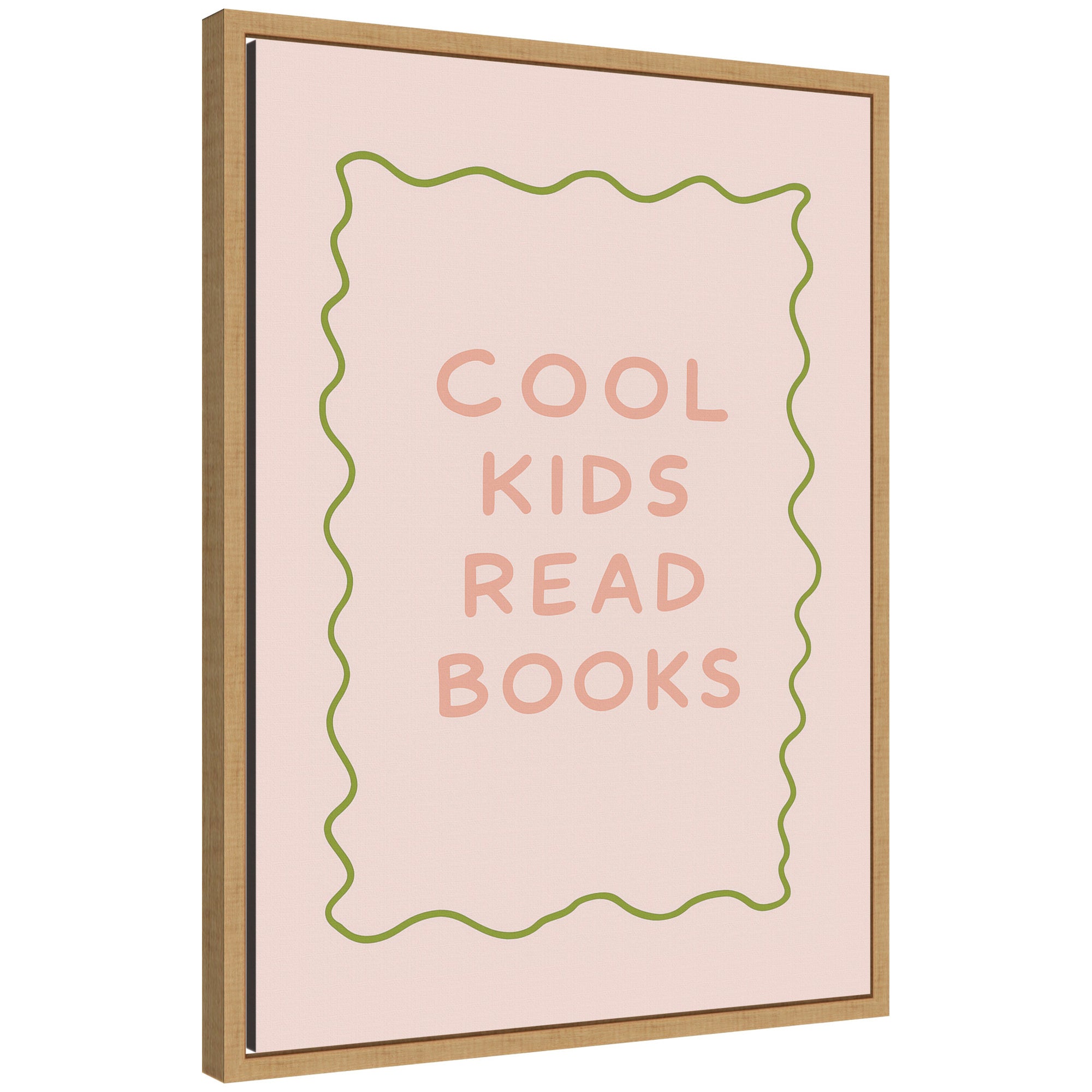 Cool kids Read Books Pink Green by Laura Moss Framed Canvas Wall Art Print