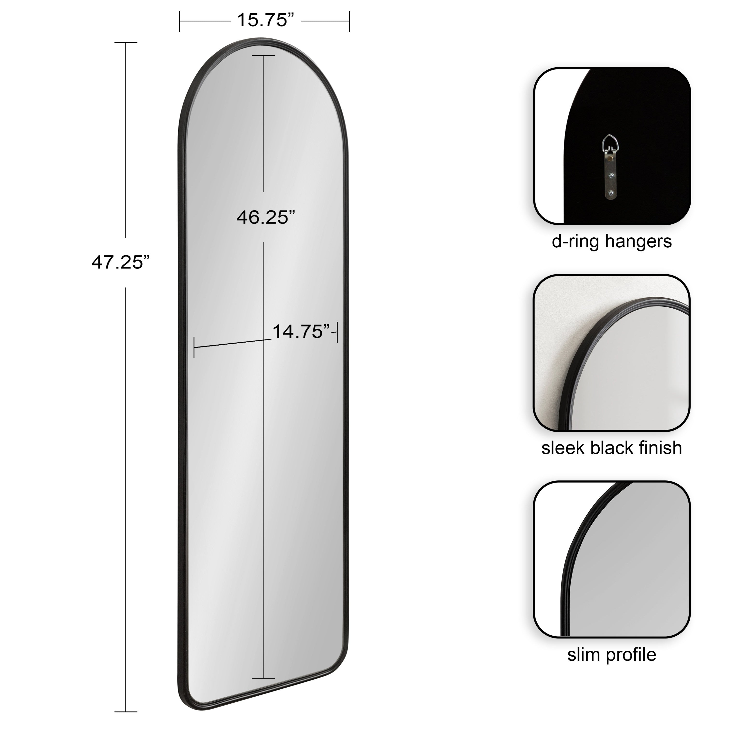Full Length Mirror Black 16x48 2