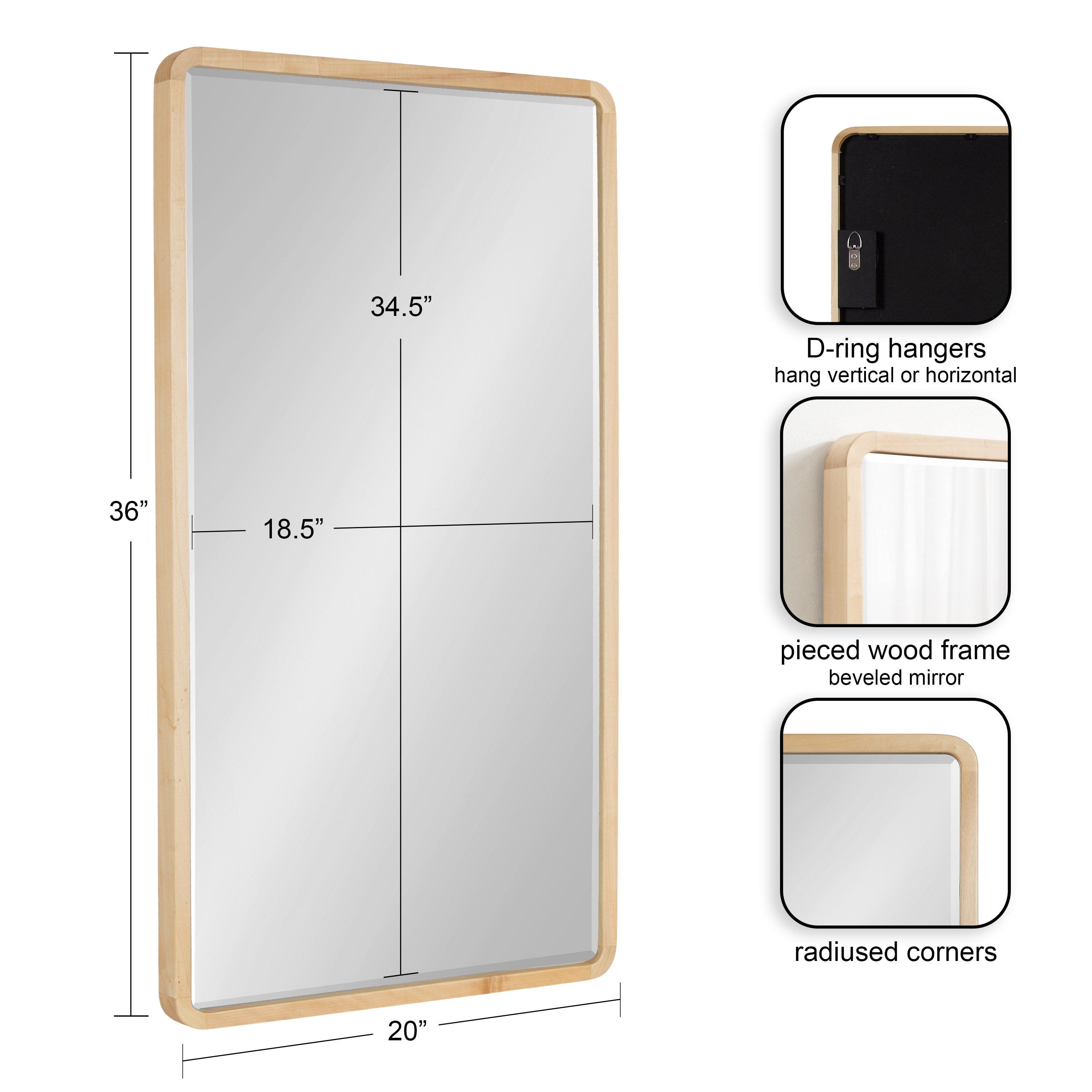 McLean Wood Radius Rectangle Wall Mirror
