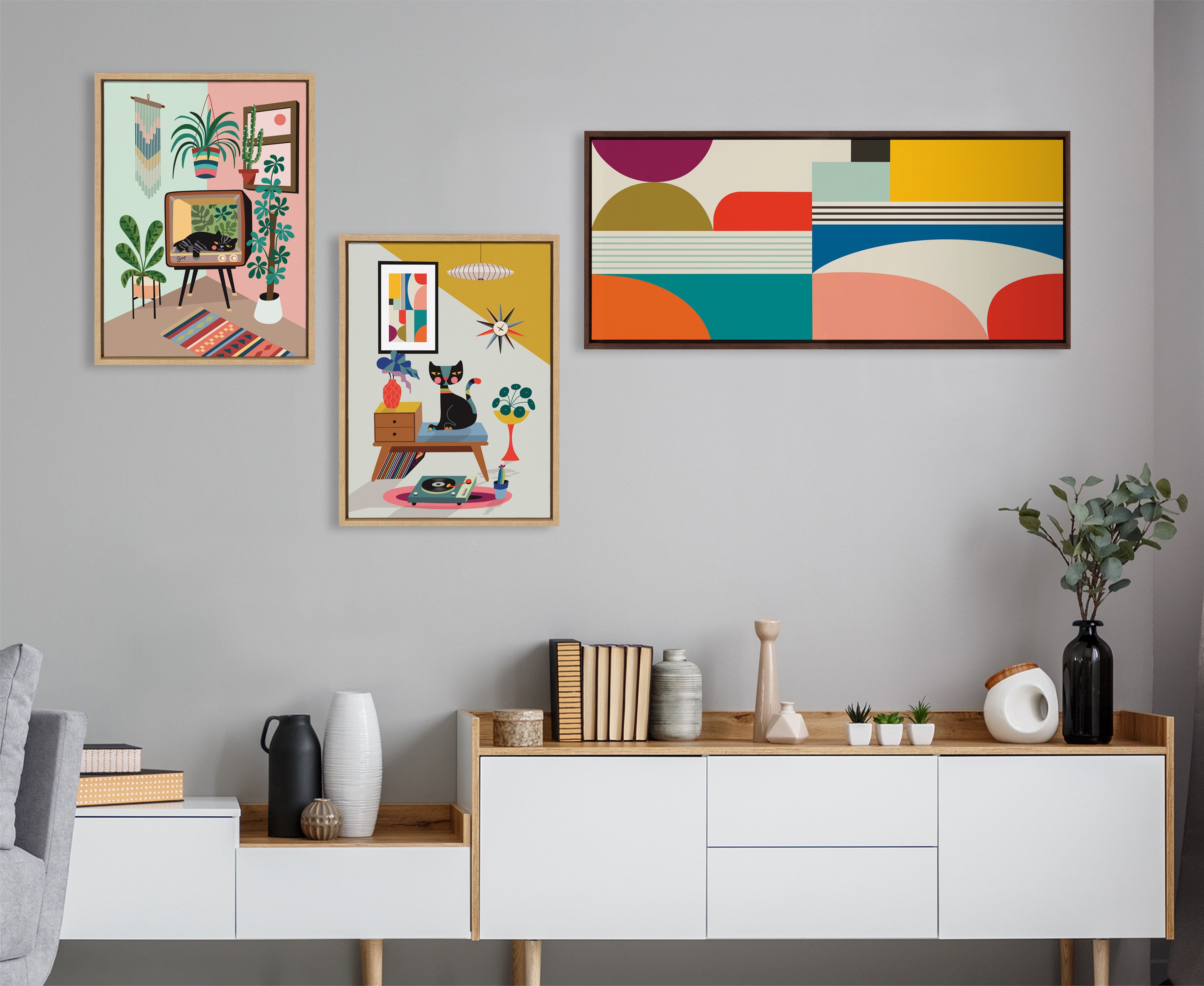 Framed Canvas Sylvie Walnut 18x40 6