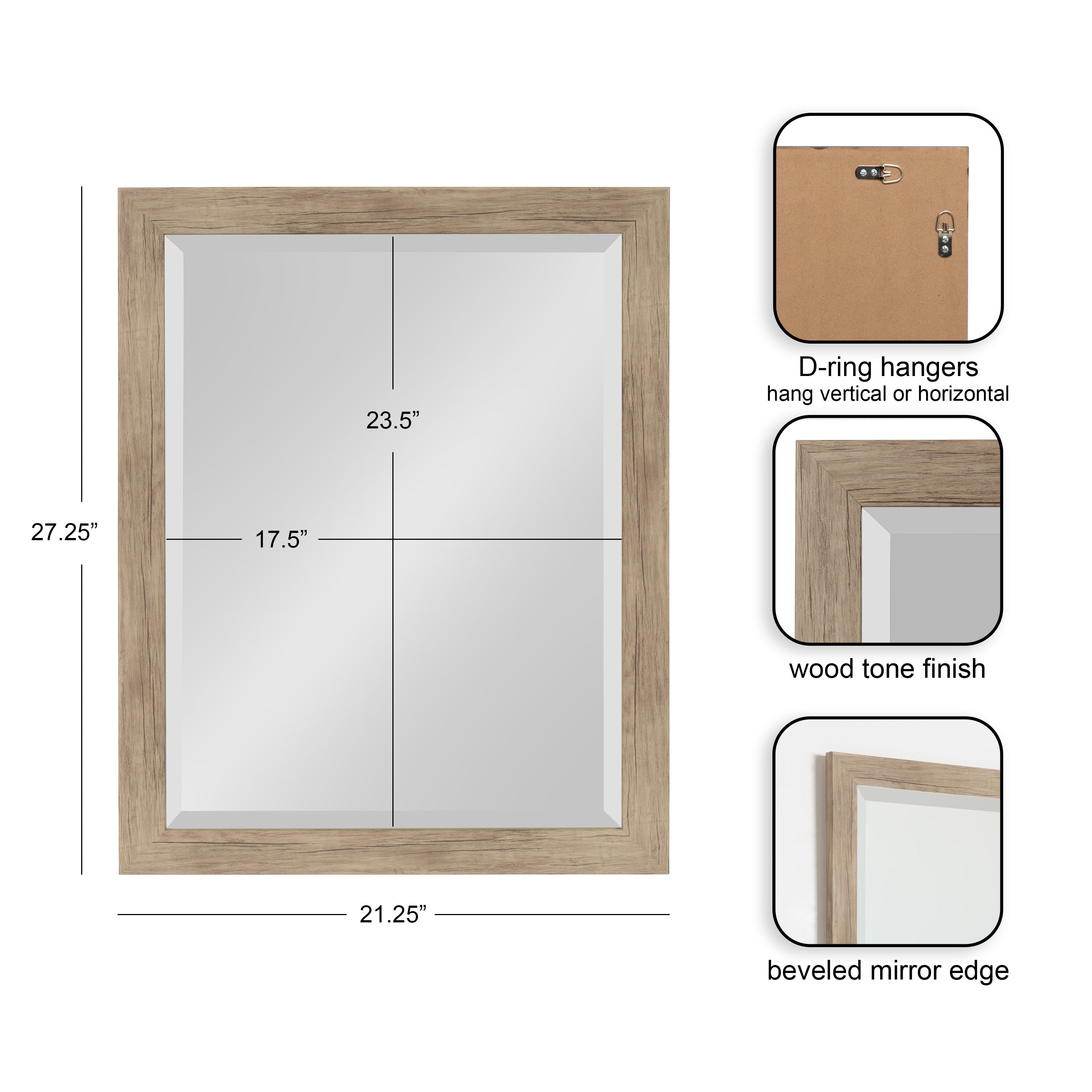 Rectangle Mirror Brown 21x27 2