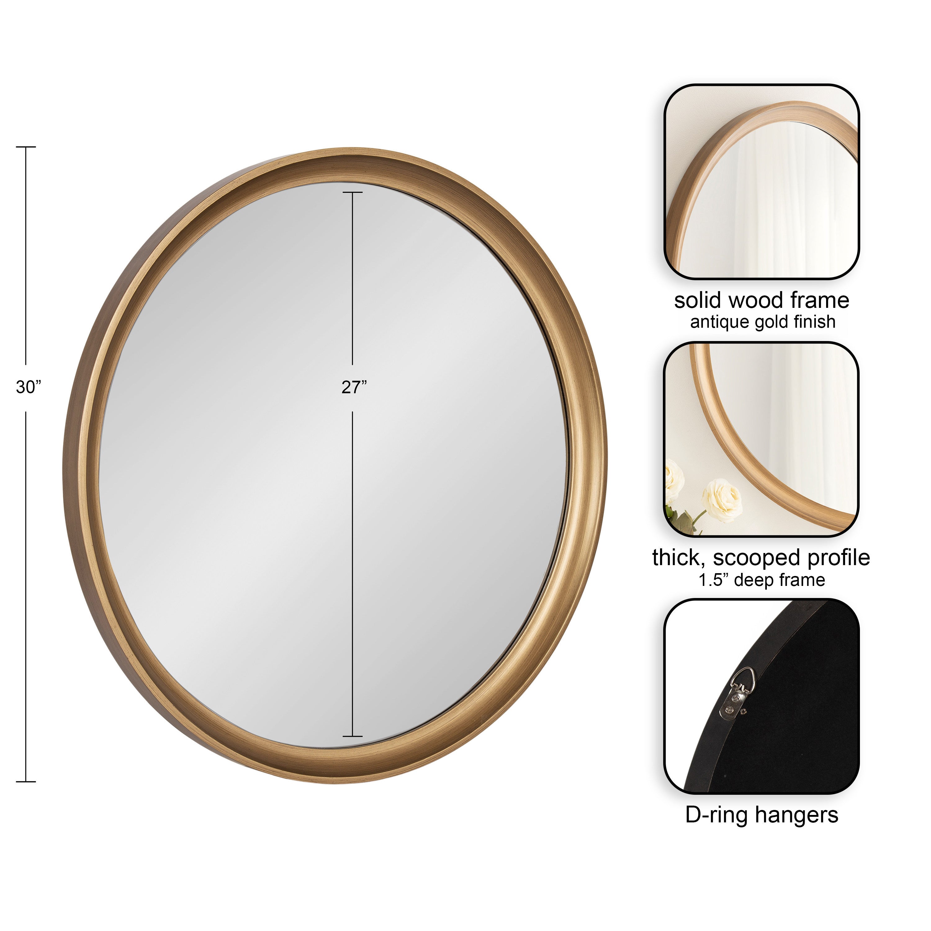 Round Mirror Gold 30" Diameter 2