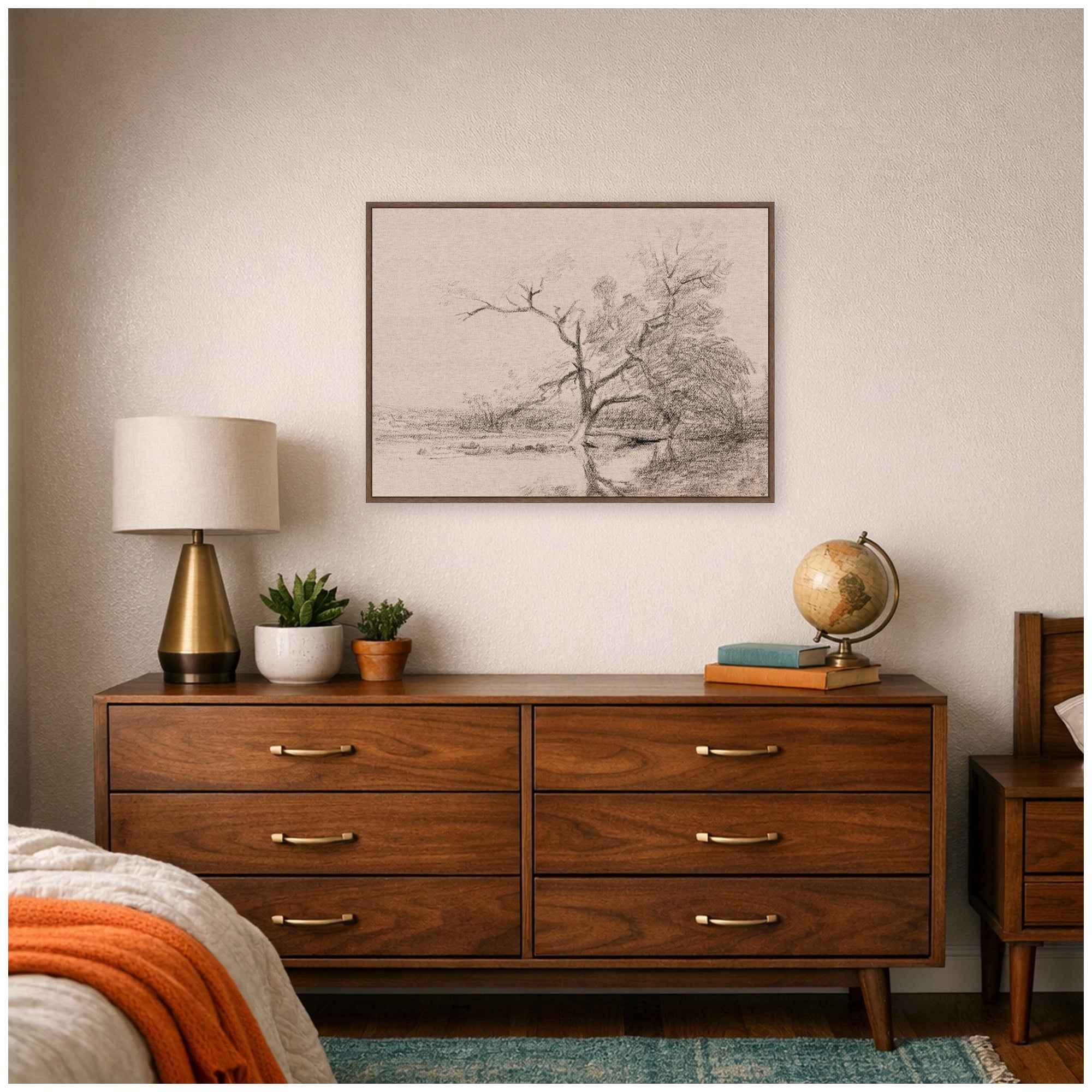 Framed Canvas 38x28 Sylvie Walnut 5