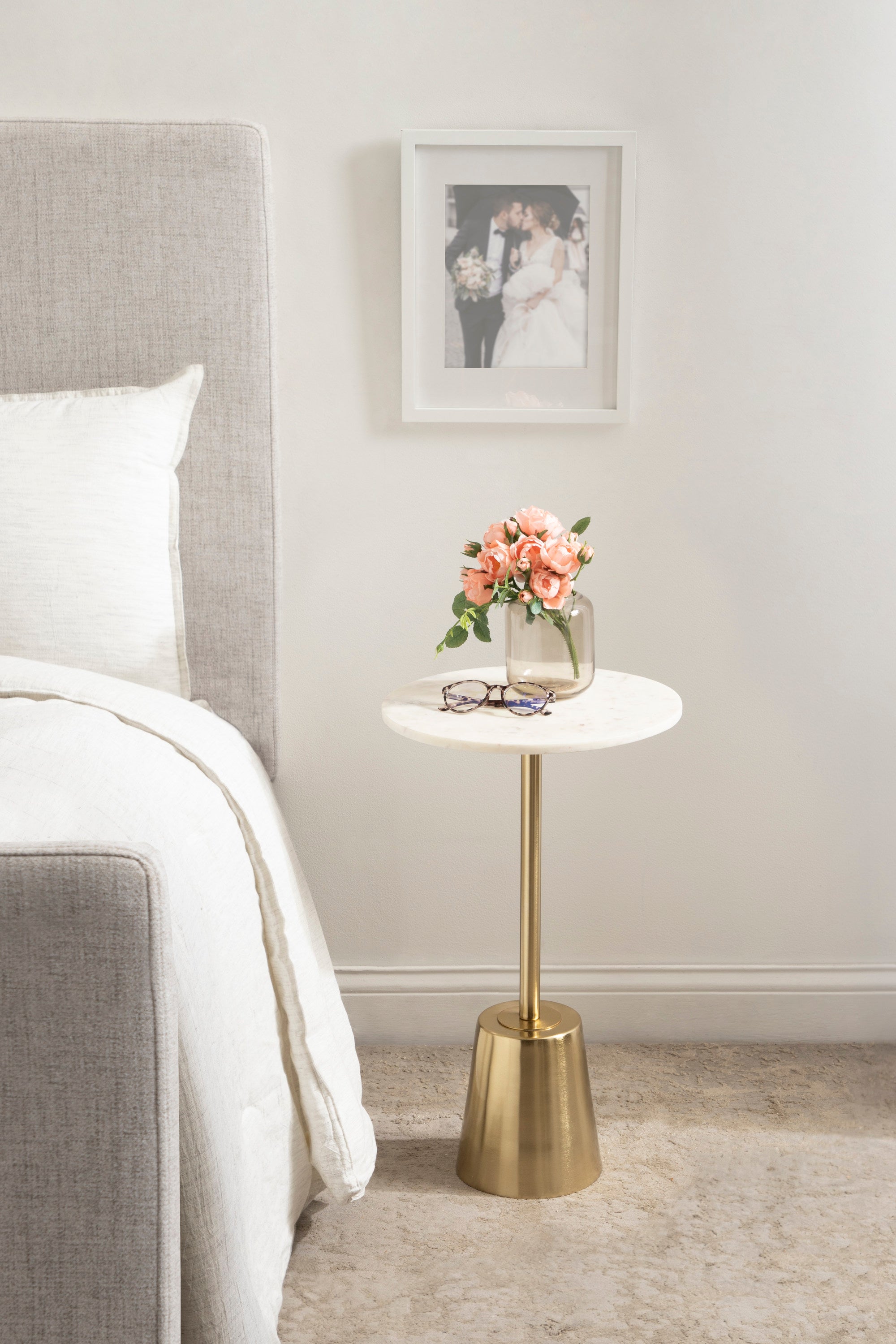 Side Table White Gold 14x14x24 7