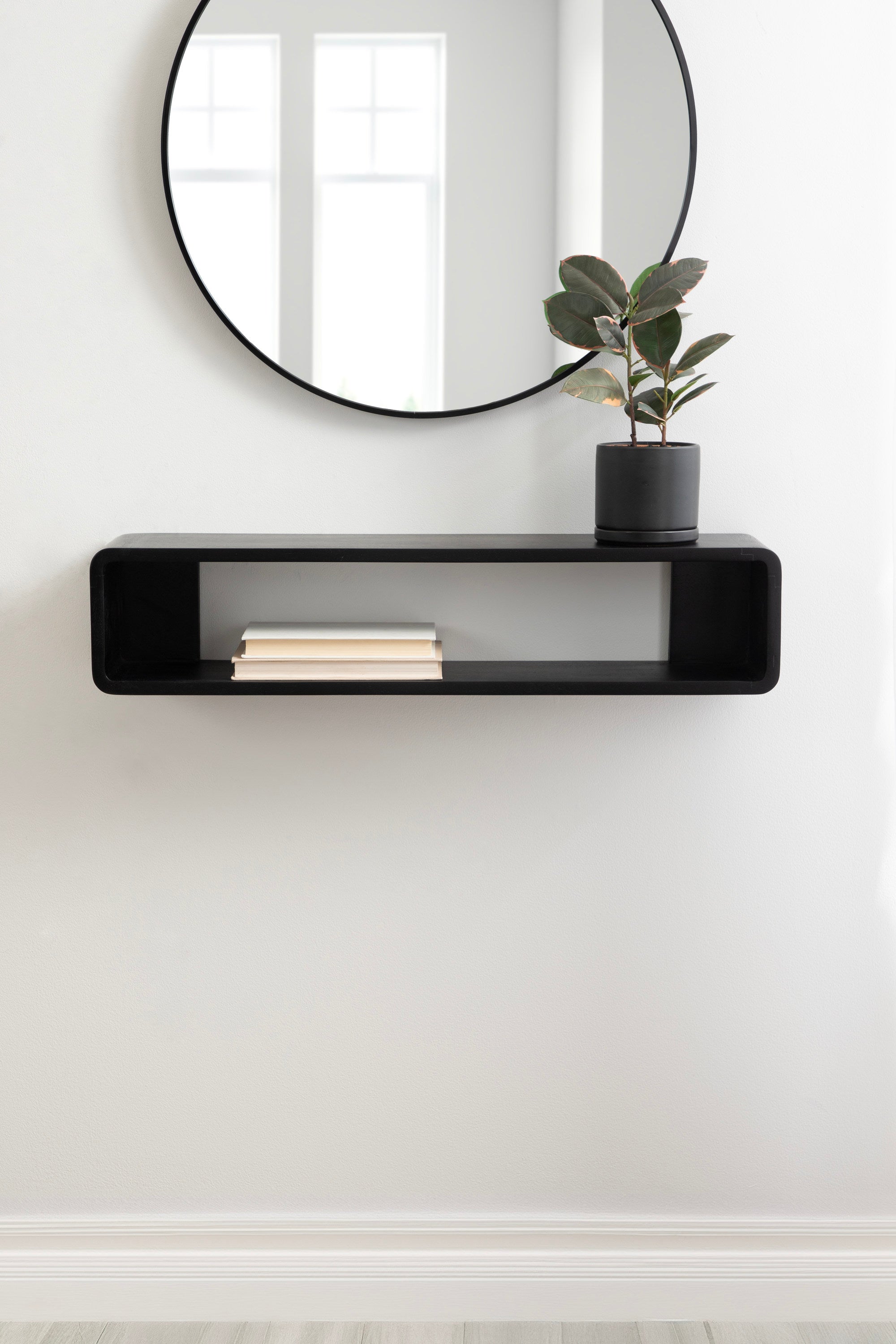 Floating Console Table Black 30x7x7 7