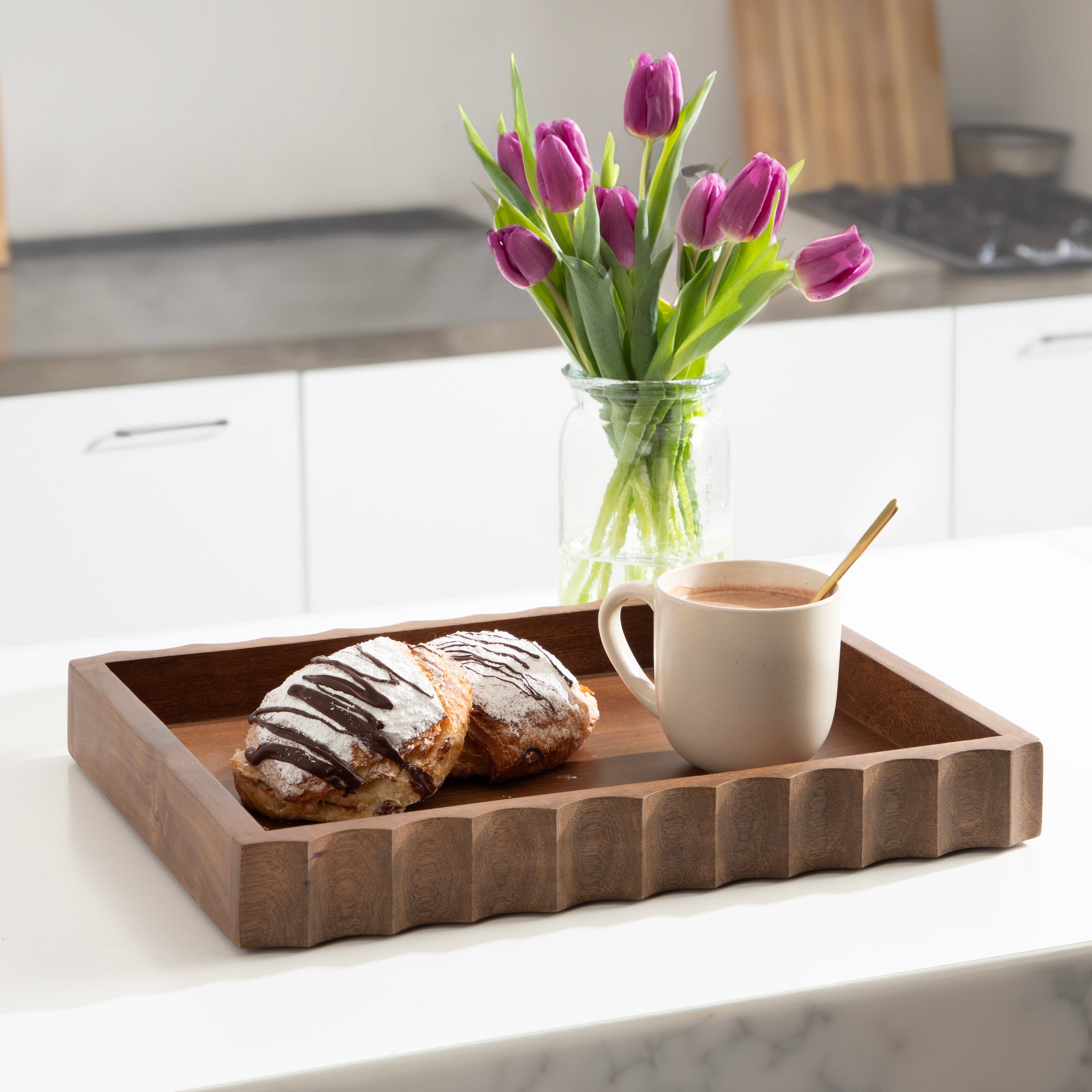Serving Tray Walnut Brown 16x12 7