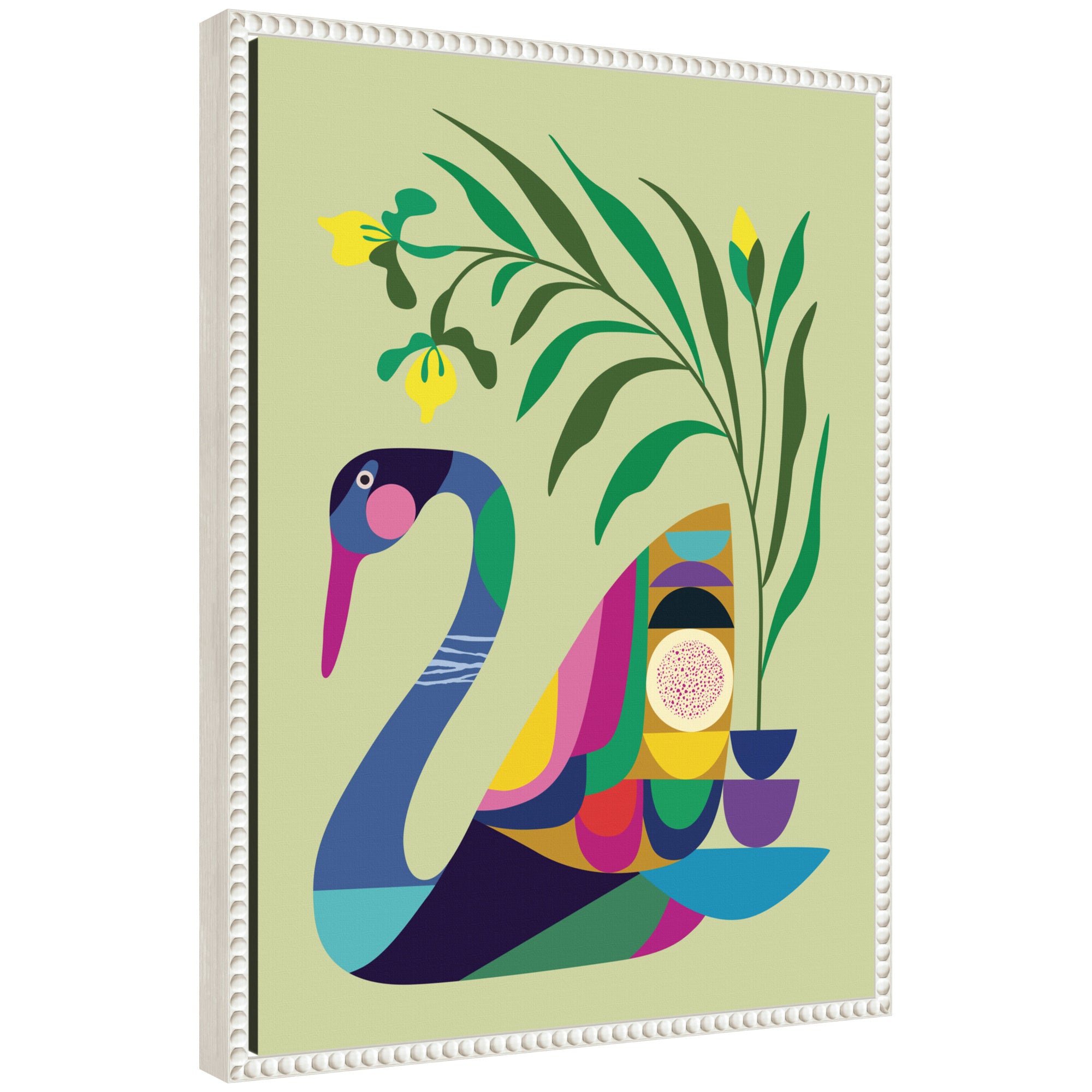 Sylvie Swan Vase Framed Canvas by Rachel Lee