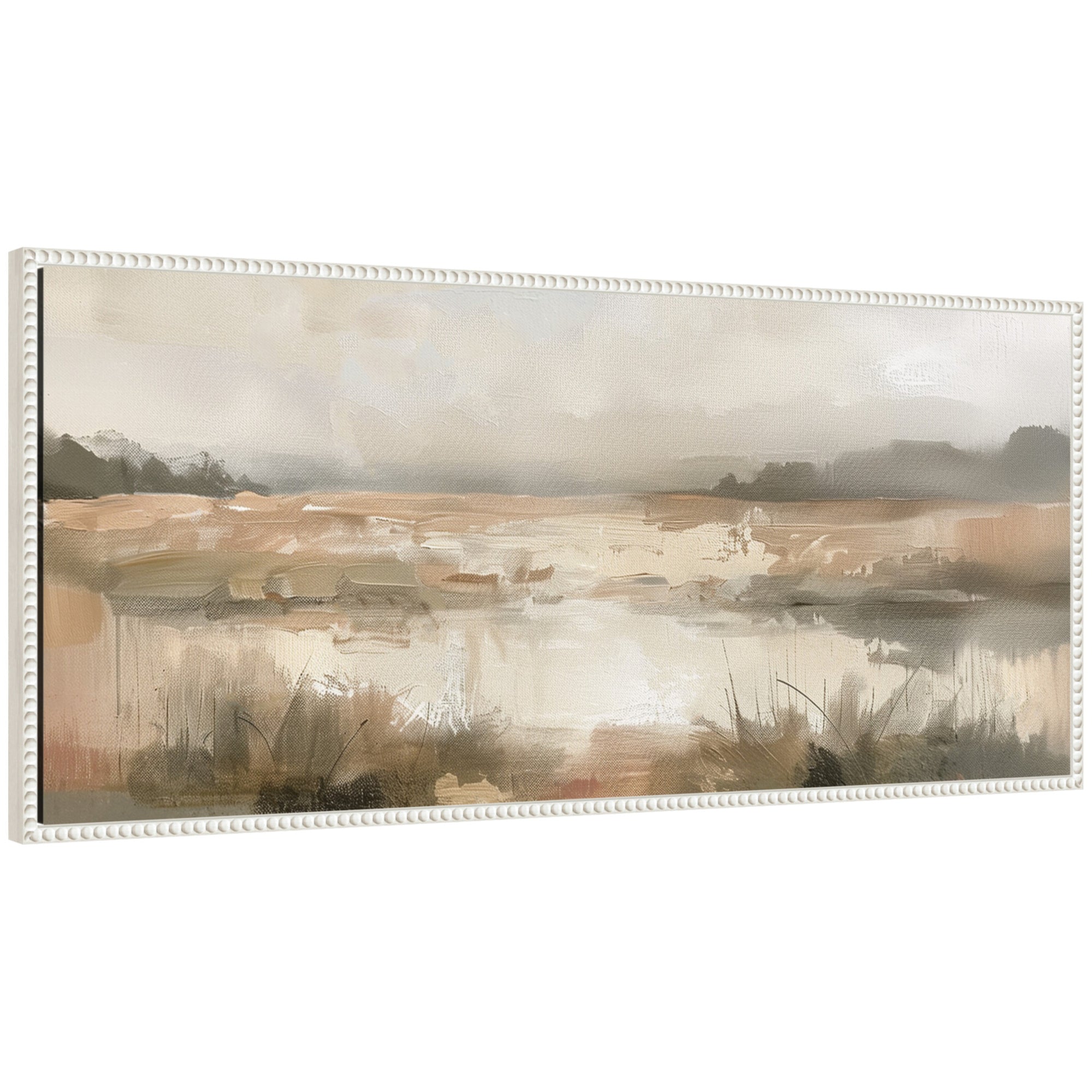 Framed Canvas 40x18 Sylvie Beaded White 1