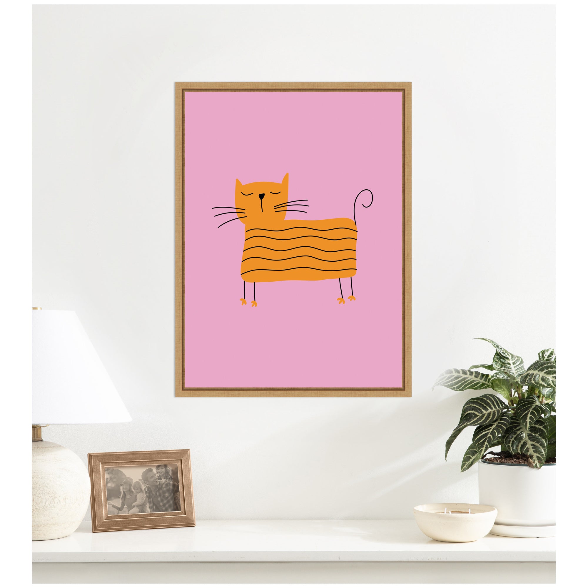 Orange Cat by Laura Moss Framed Canvas Wall Art Print
