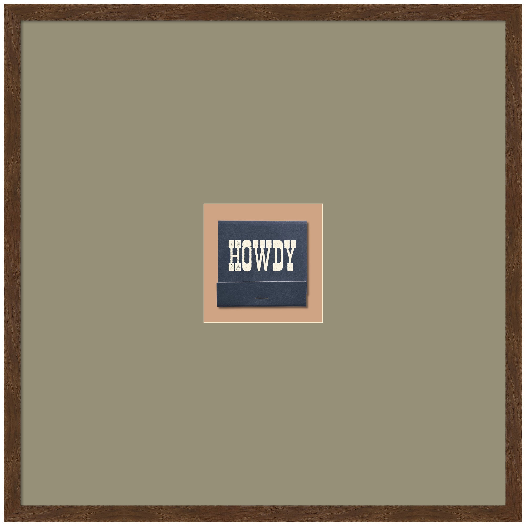 Howdy Matchbook Blue Square by Megan Ryan Framed Wall Art Print