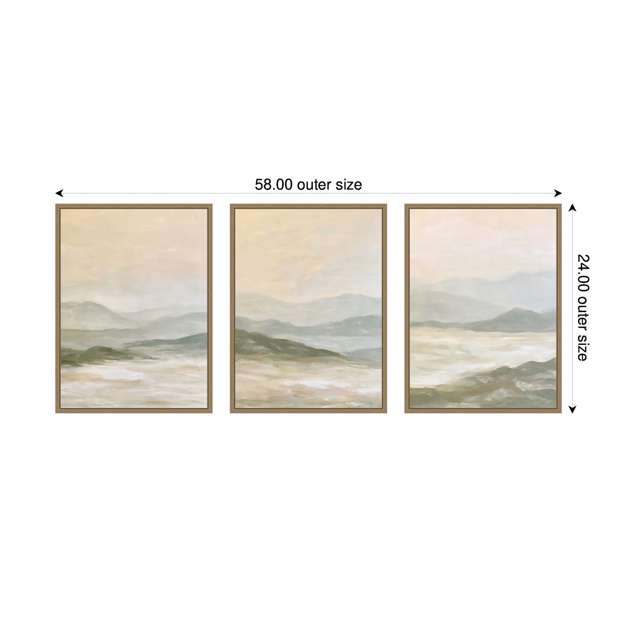 Framed Canvas Sylvie Dark Gold 3 Piece Set 18x24 2