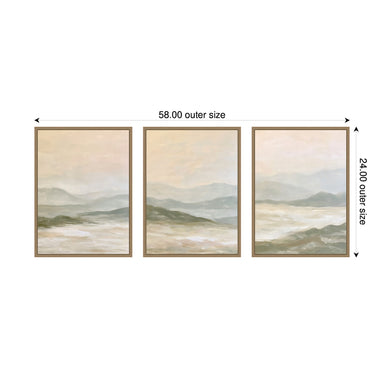 Framed Canvas Sylvie Dark Gold 3 Piece Set 18x24 2