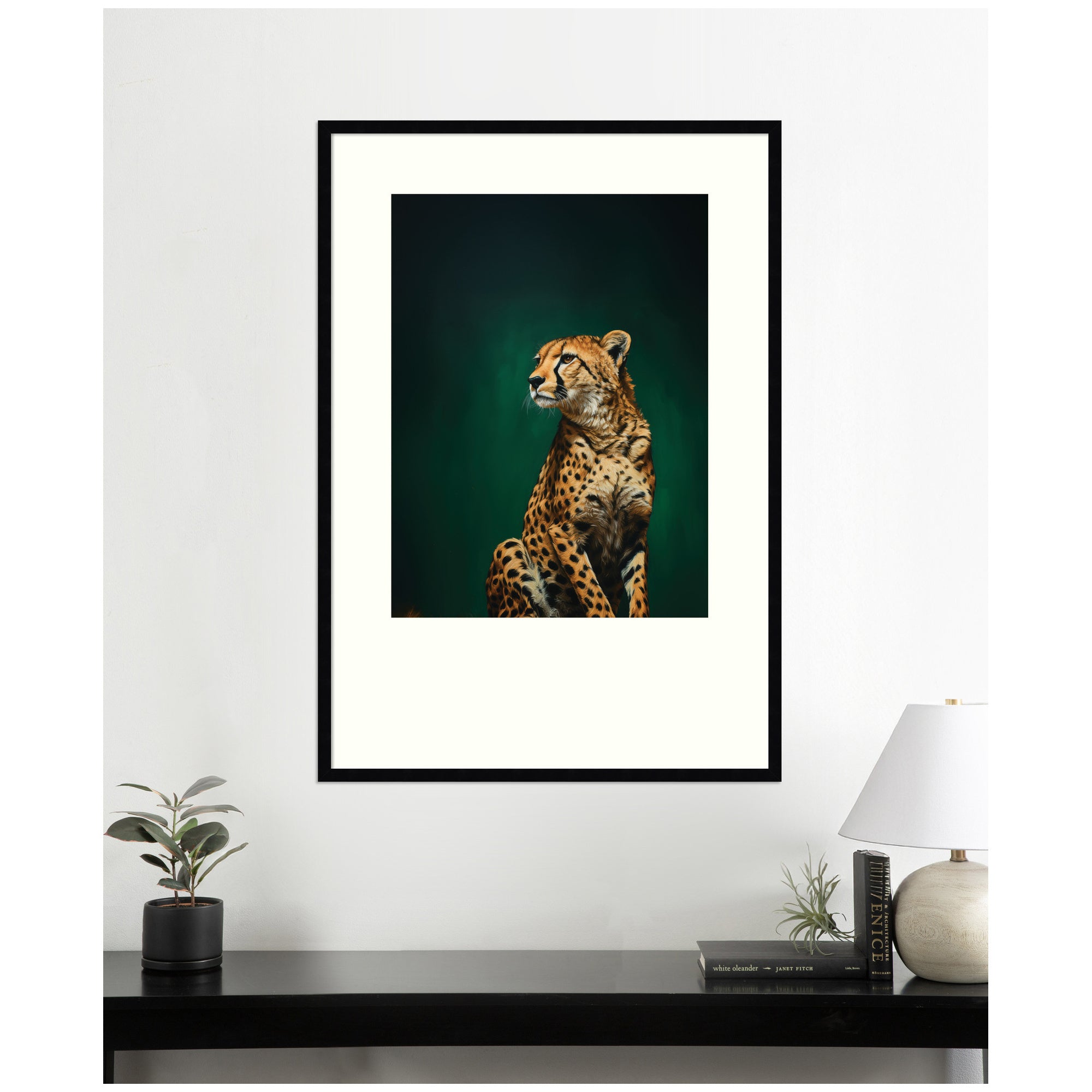 Twilight Emerald Green Leopard by The Creative Bunch Studio Framed Wall Art Print