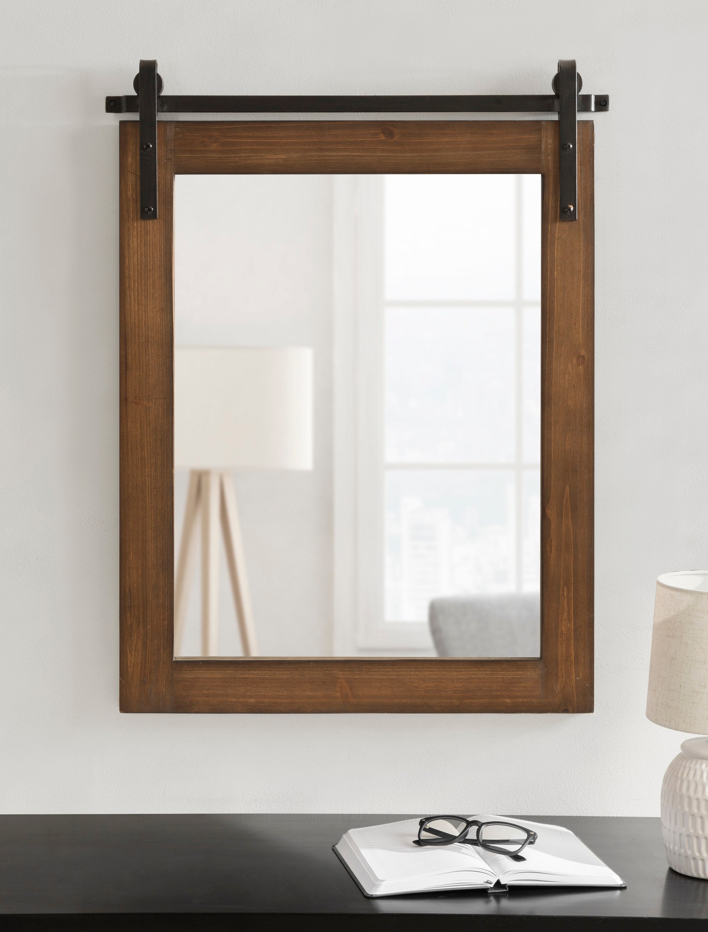 Rectangle Mirror Walnut Brown 24x30 6