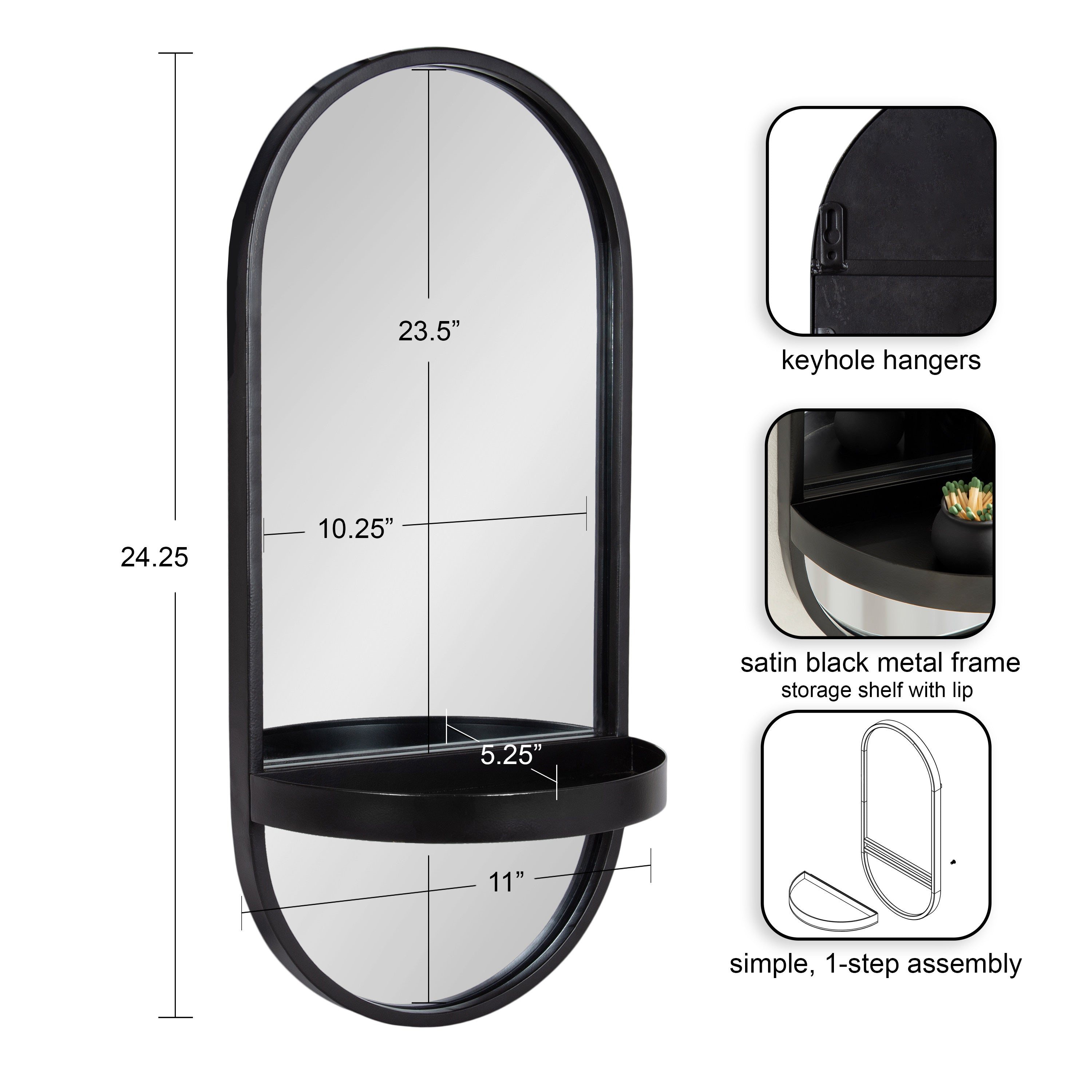 Estero Metal Wall Mirror with Shelf