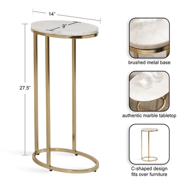 C Table White Gold 14x9x28 2