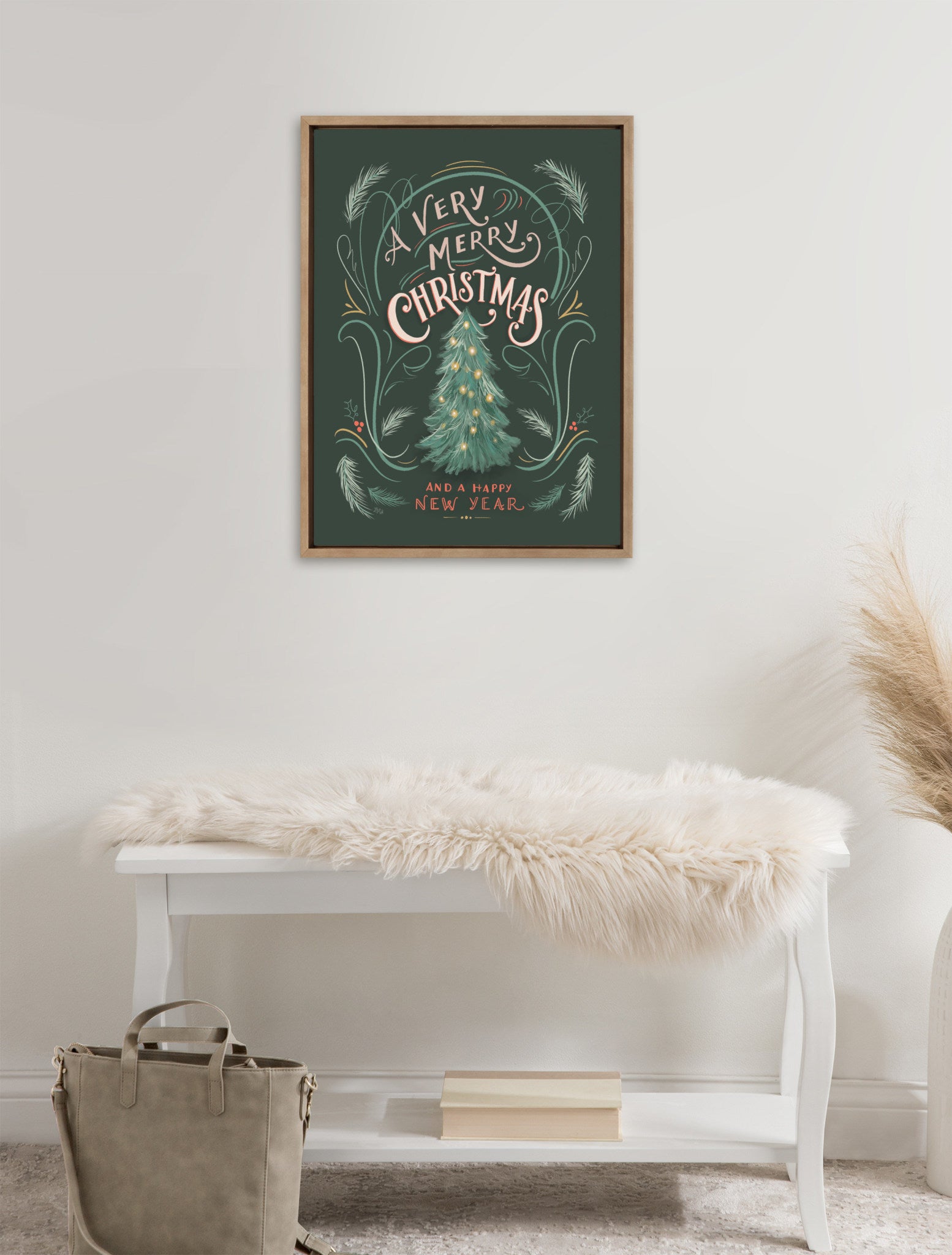 Sylvie A Very Merry Christmas Framed Canvas by Valerie McKeehan of Lily and Val
