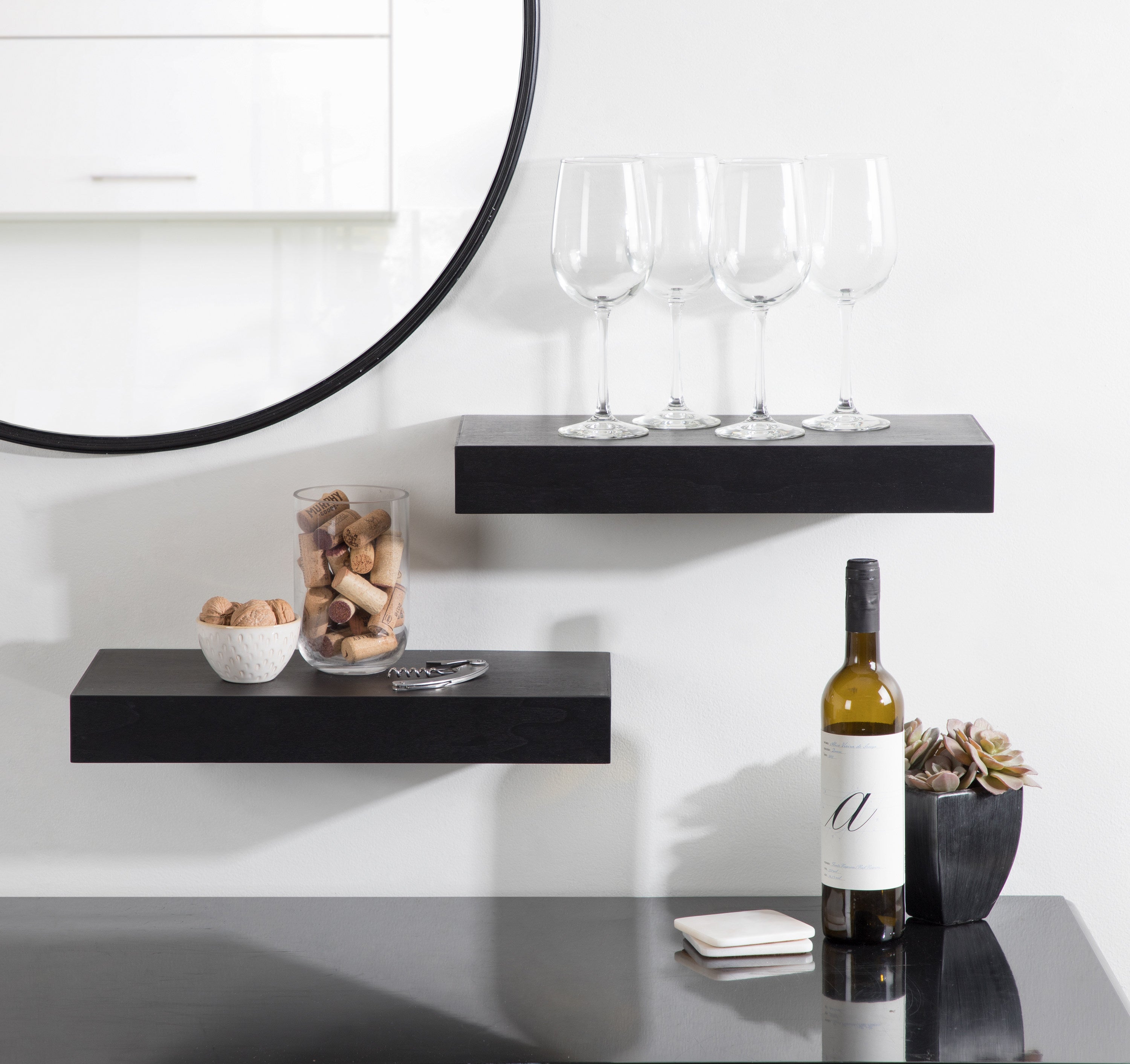 Floating Shelf 2 Piece 18 Inch Black 7