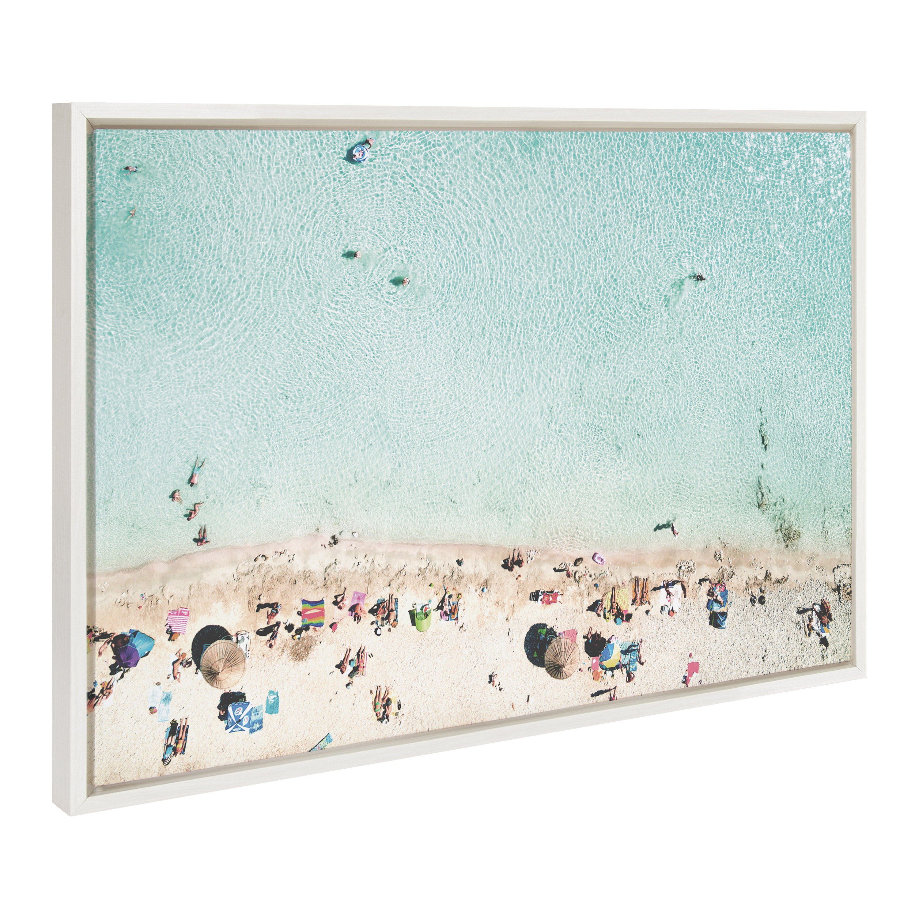 Sylvie Turquoise Beach from Above Framed Canvas by Amy Peterson Art Studio