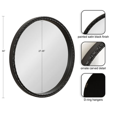 Round Mirror Black 30x30 2