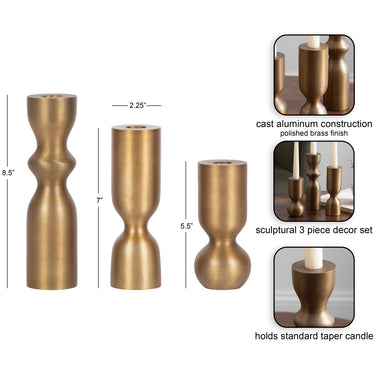 Candle Holder Gold 3 Piece 2