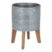 Freestanding Planter Rustic Brown Silver 11" Diameter 1