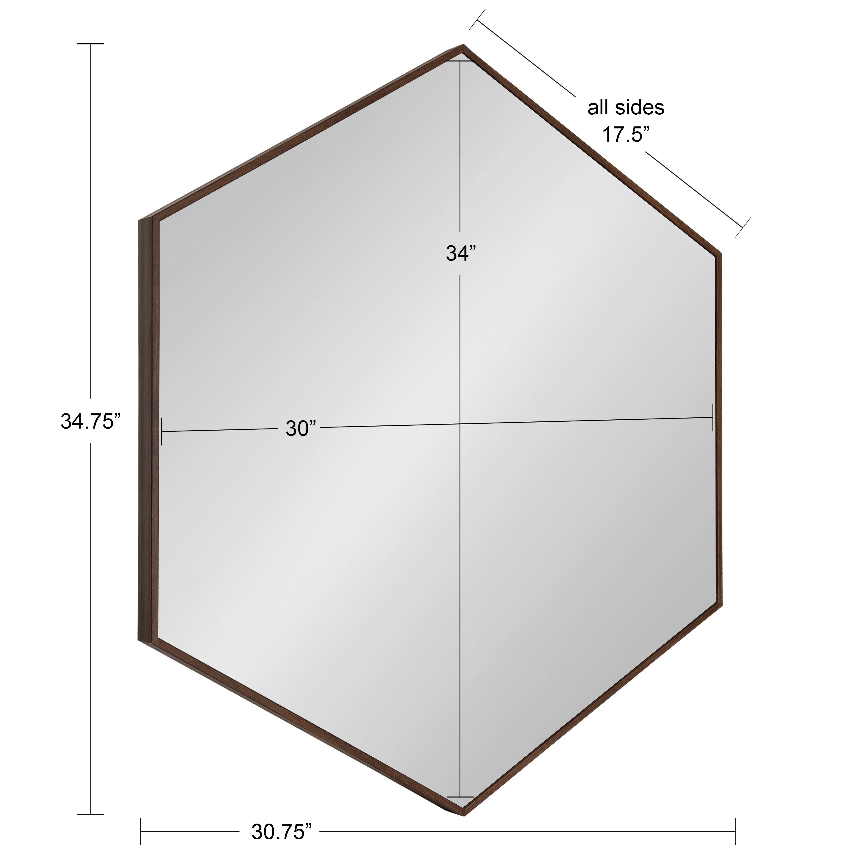 Hexagon Mirror Walnut Brown 30x30 5