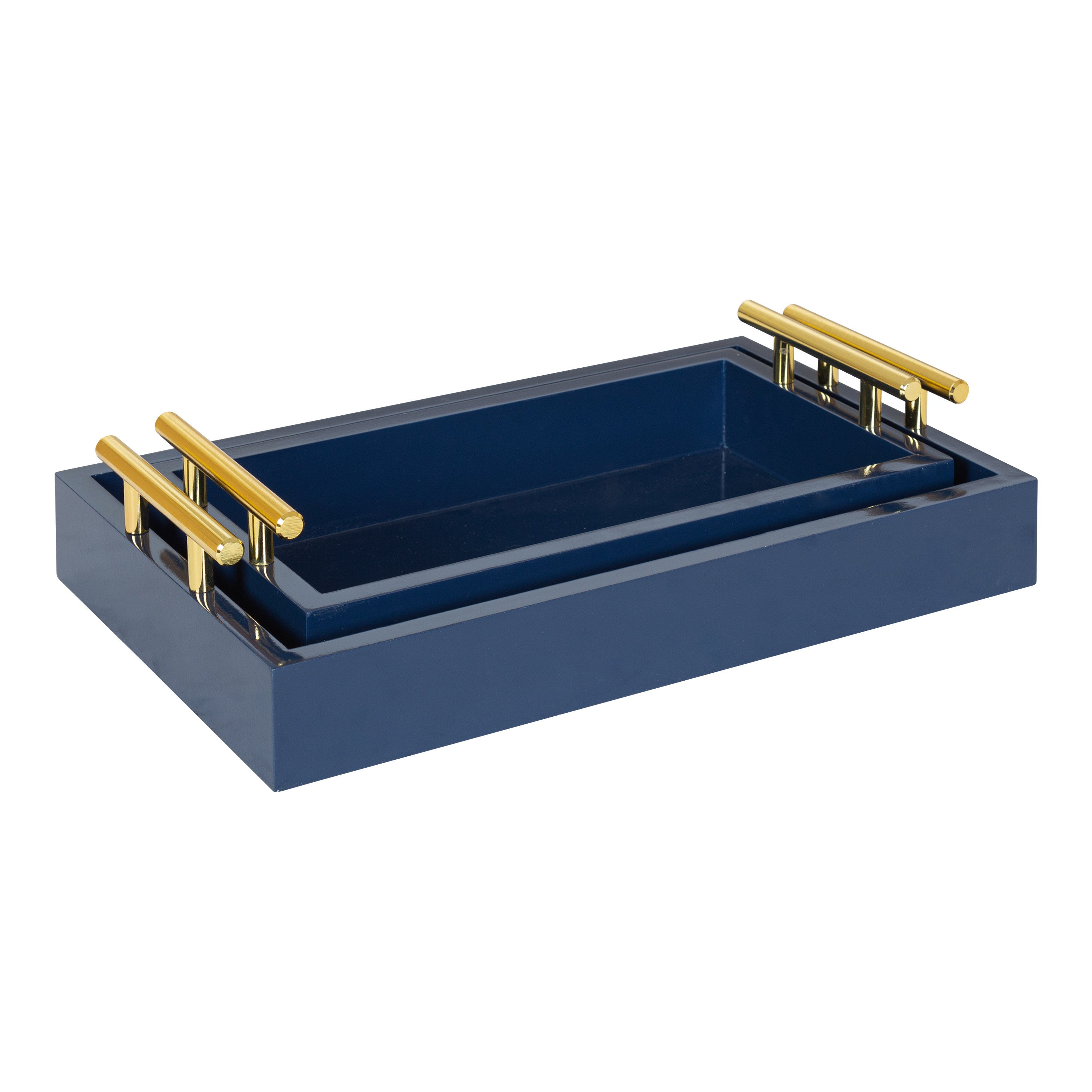 Tray Set Navy Blue Gold 2 Piece 4