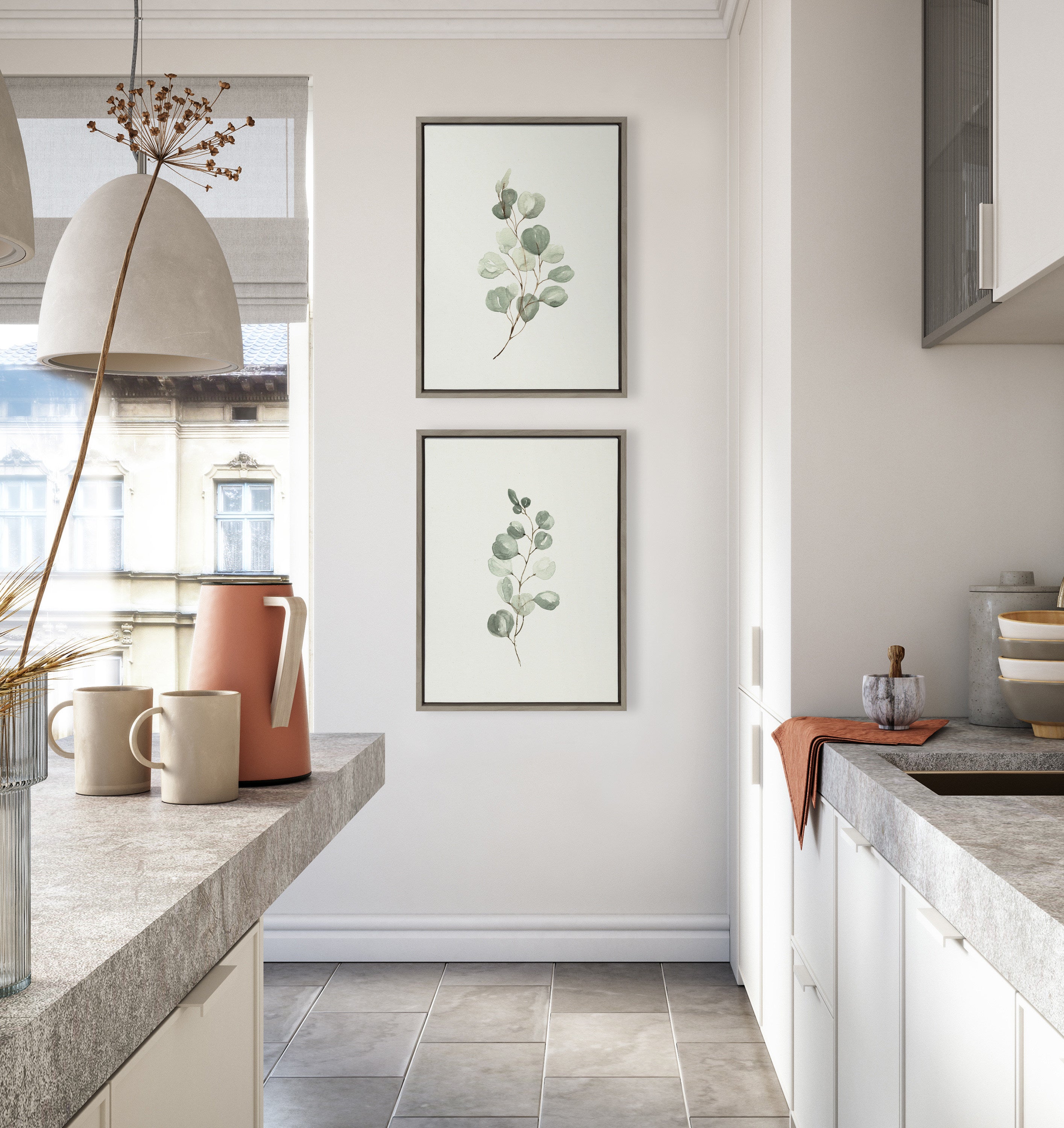 Sylvie Eucalyptus Framed Canvas Set by Maja Mitrovic of Makes My Day Happy